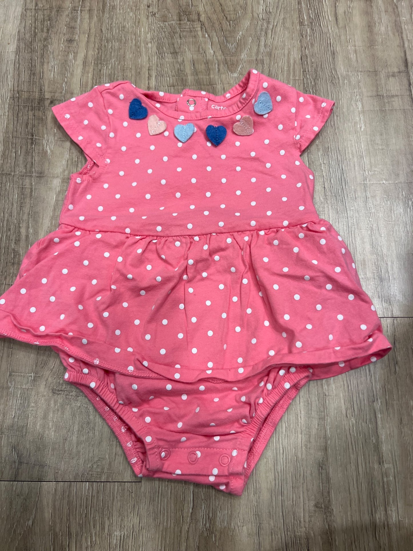 *Carters 18 month pink polka dot heart onesie dress, Kids 18 Month (12-18M)