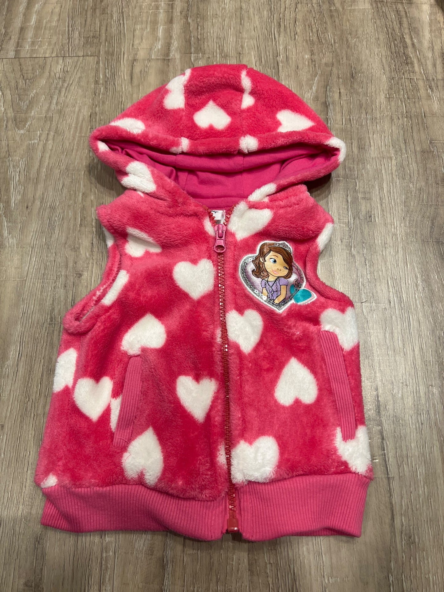 *Disney pink and white heartfleece vest 2T, Kids 2T