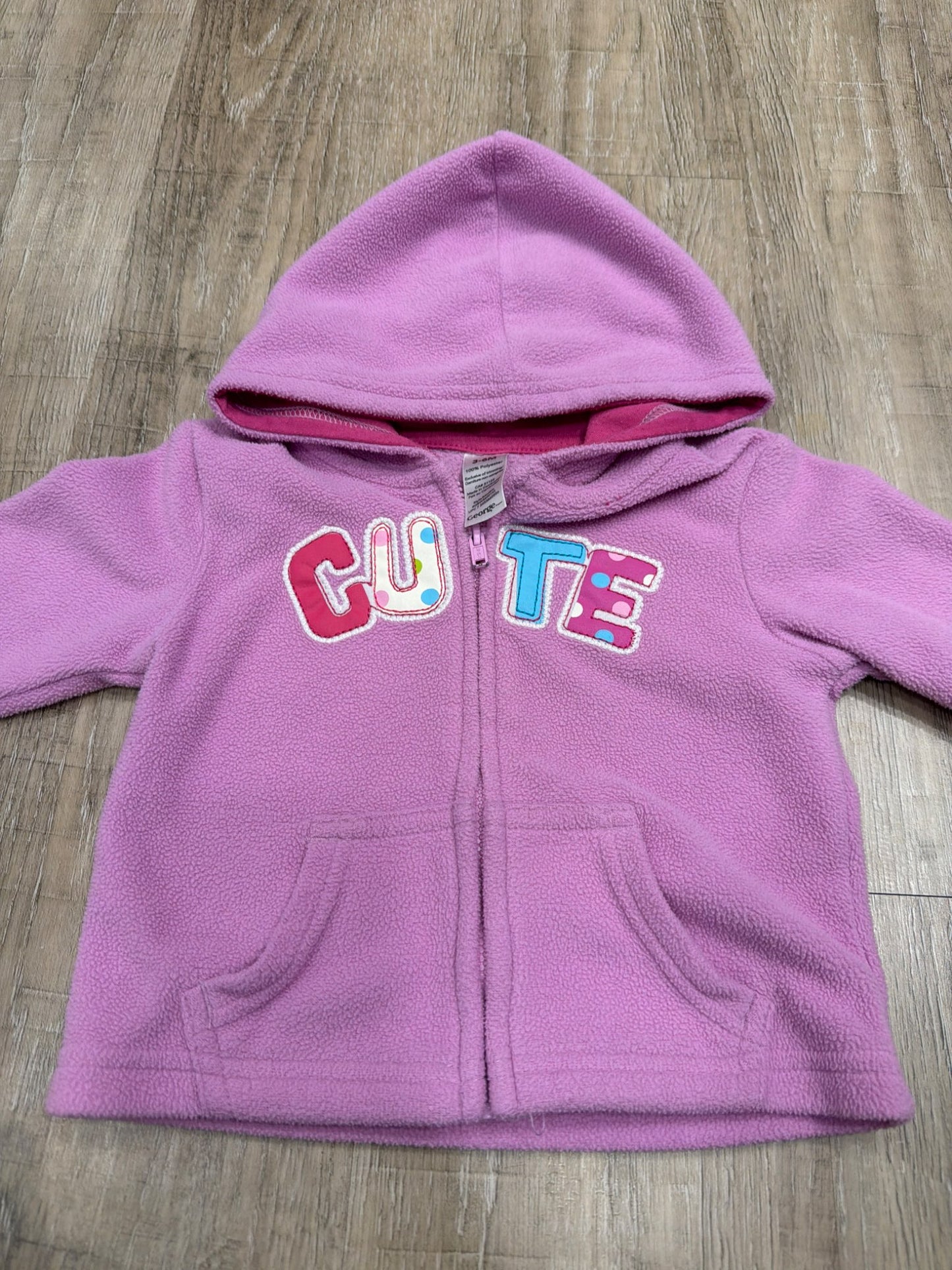 *George purple fleece cutie hooded jacket-6 months , Kids 6 Month (3-6M)