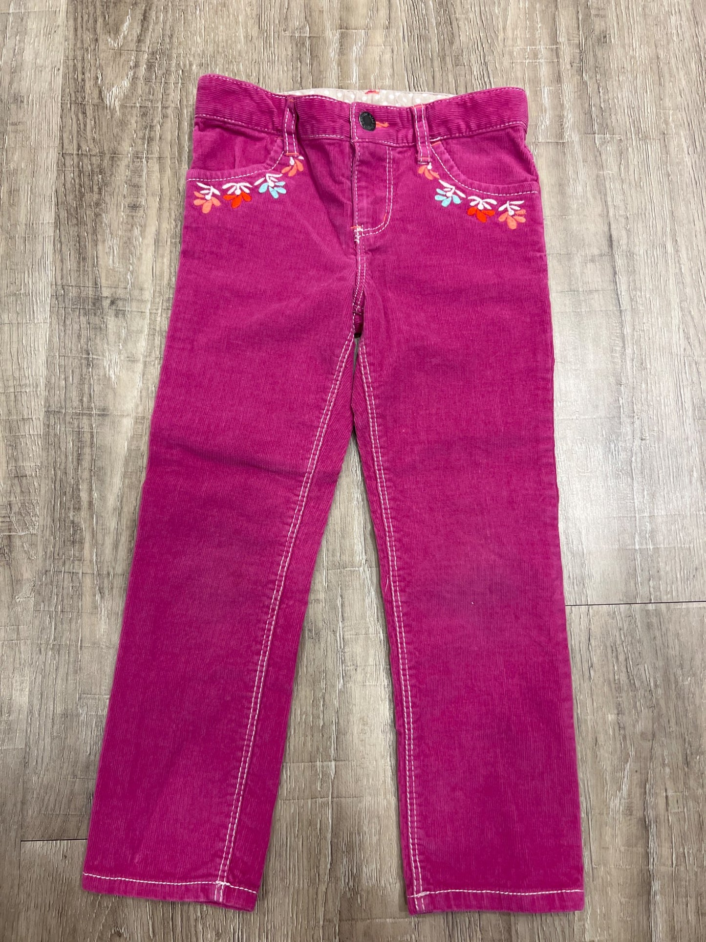 *Genuine kids brand pink corduroy pants 4T floral design, Kids 4/4T