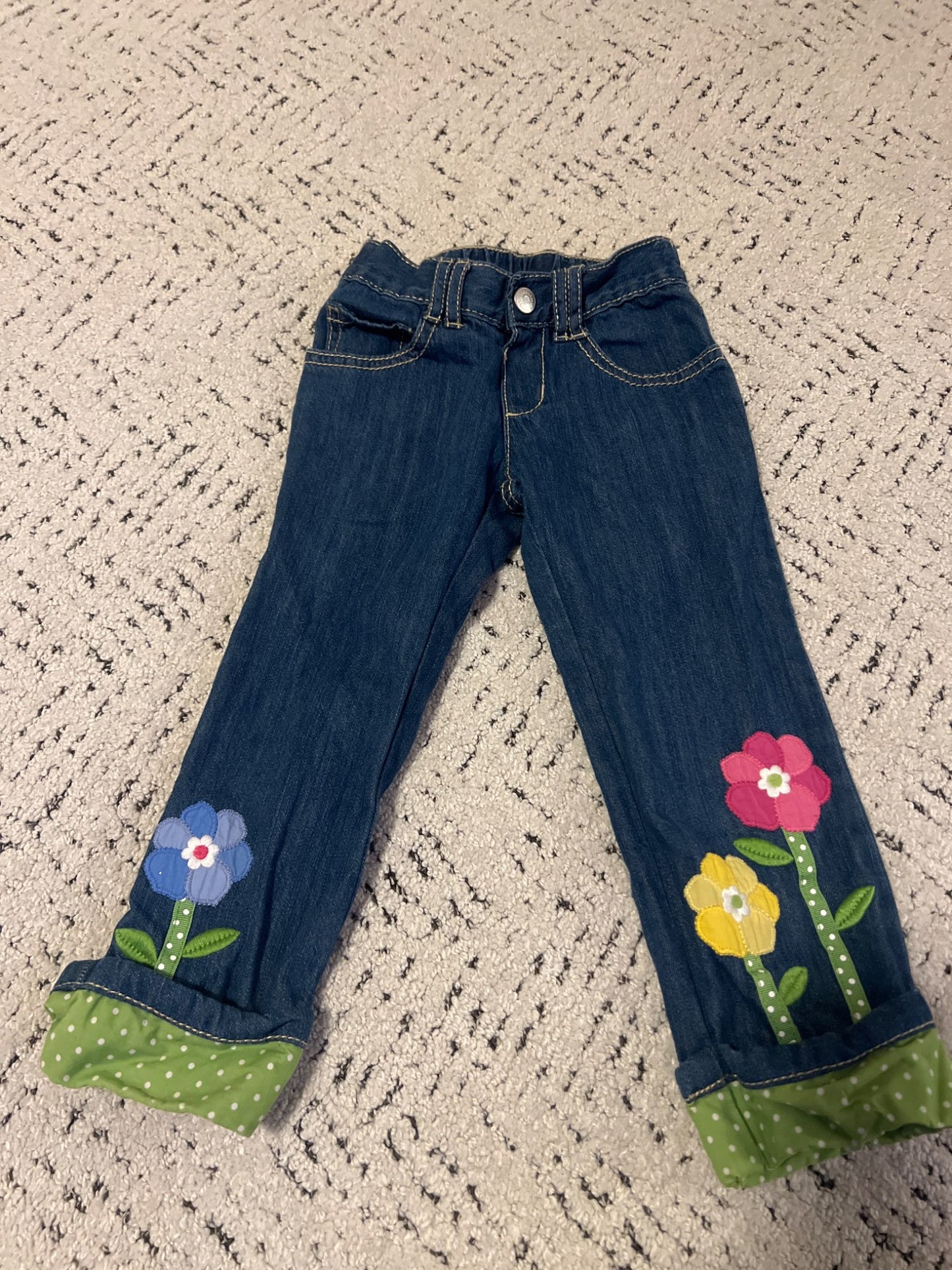 *Gymboree 3T jeans with flower detail , Kids 3T