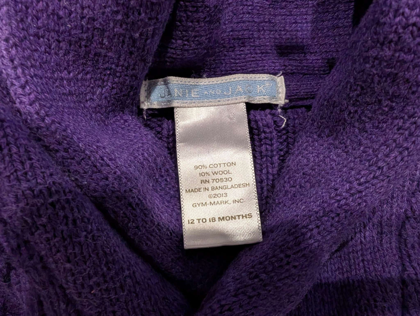 Janie and jack purple knit sweater 12-18m, Kids 18 Month (12-18M)