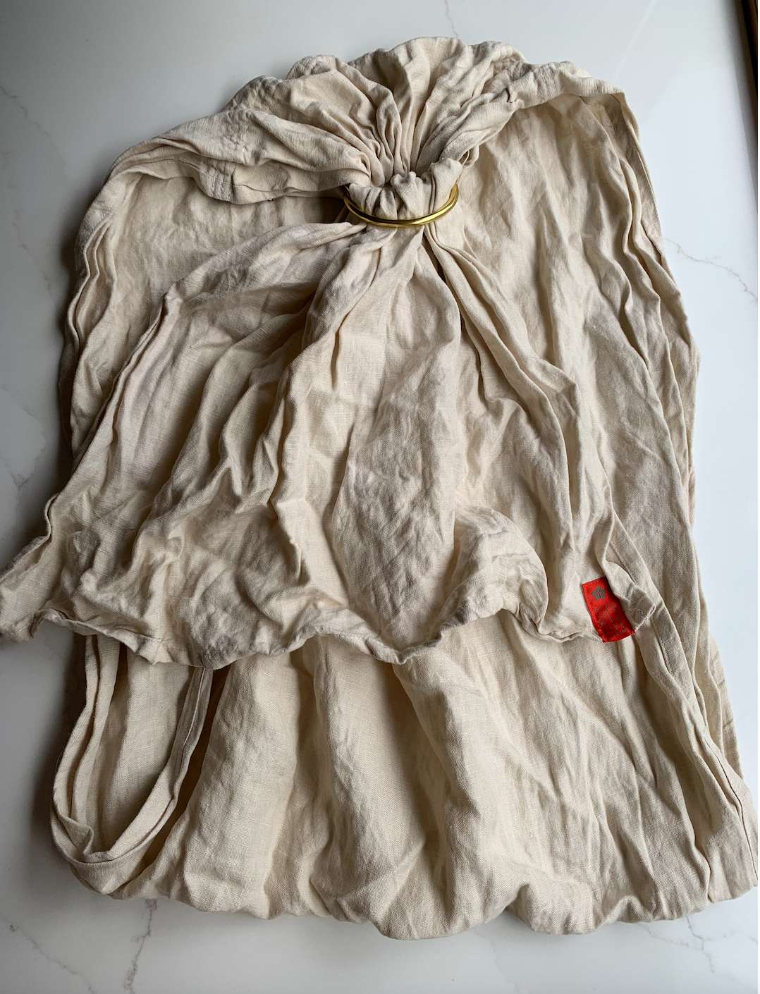 Linen Sakura Bloom gold ring sling baby carrier Retails $175