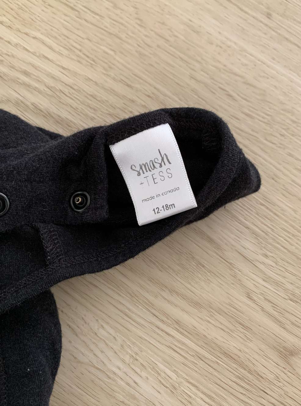 Smash & Tess romper; made in canada; 12-18m black