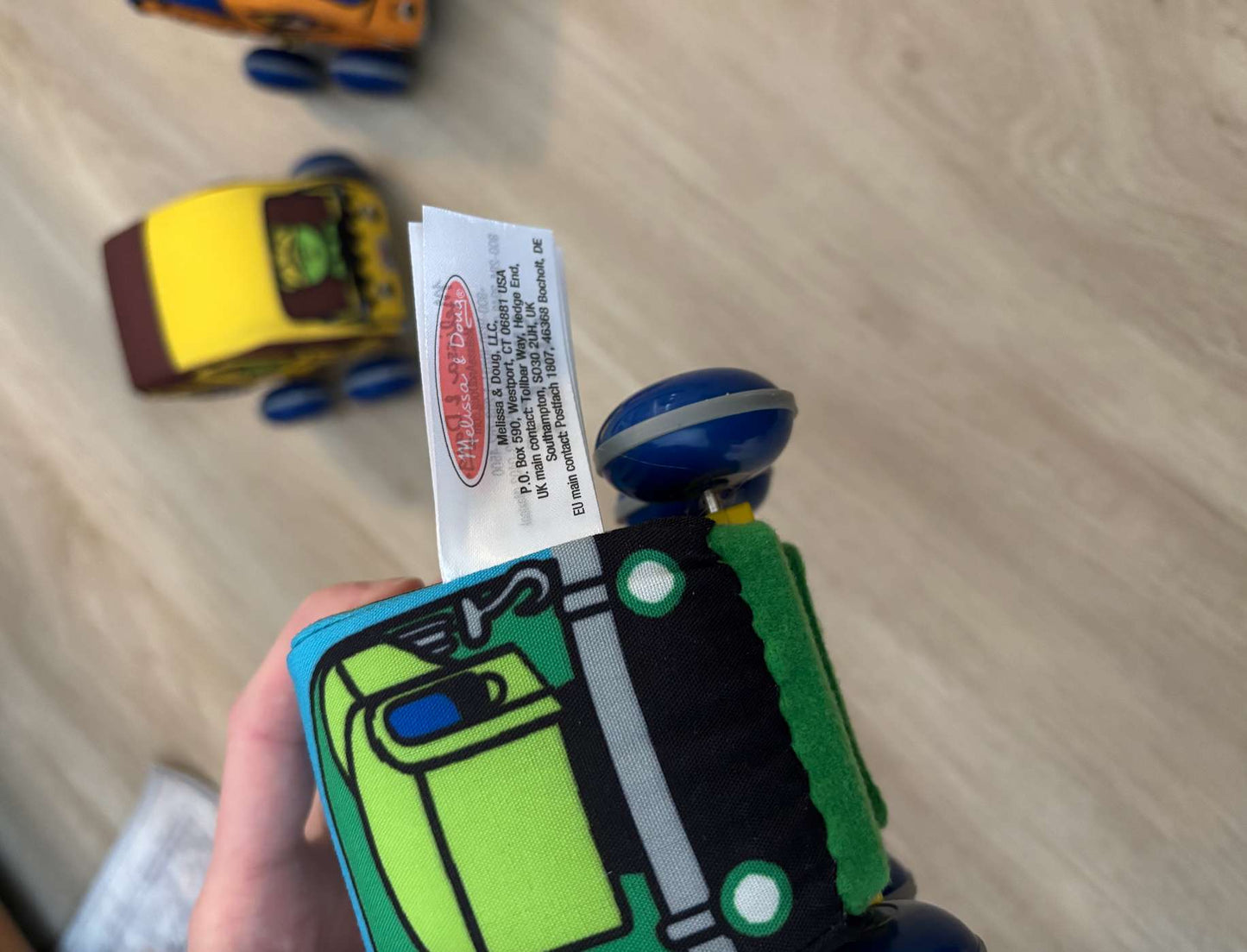 Melissa & Doug soft pull back vehicles; Retails $45