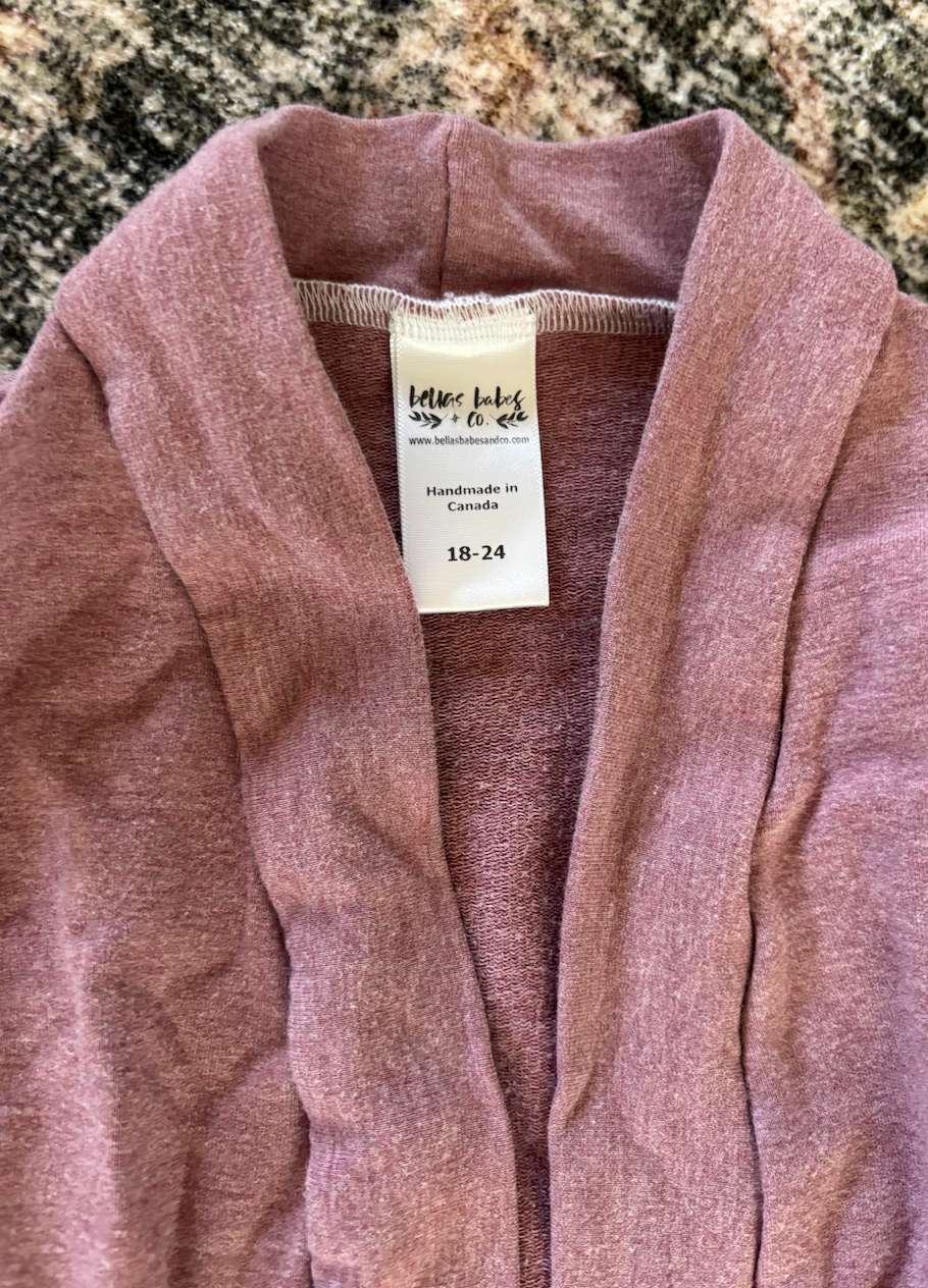 Small shop bamboo cardigan rose with ruffles , Kids 24 Month (18-24M)