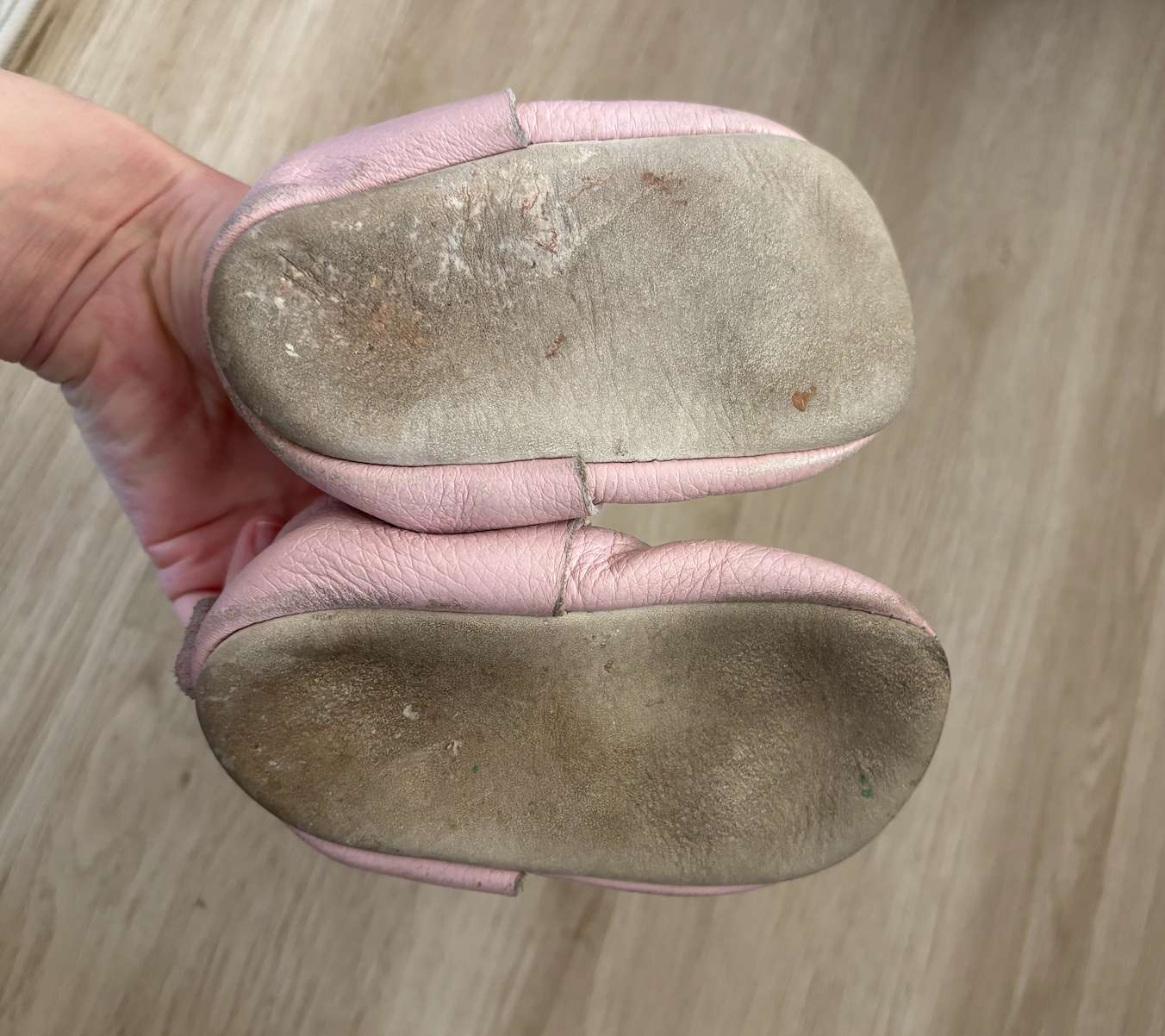 Pink C4 leather mocs , Shoes 4 (Baby: 0-12 mth)