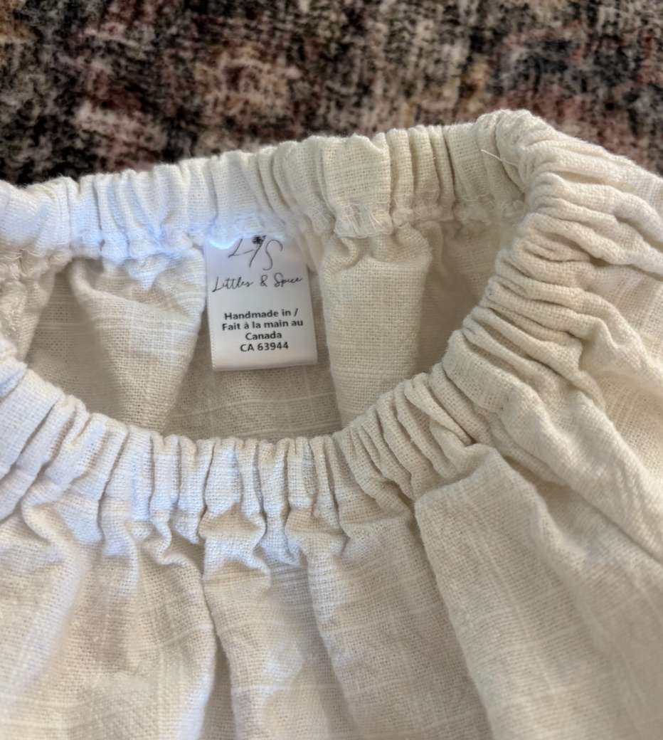 Heavyweight Linen White handmade dress 5-6T , Kids 5/5T