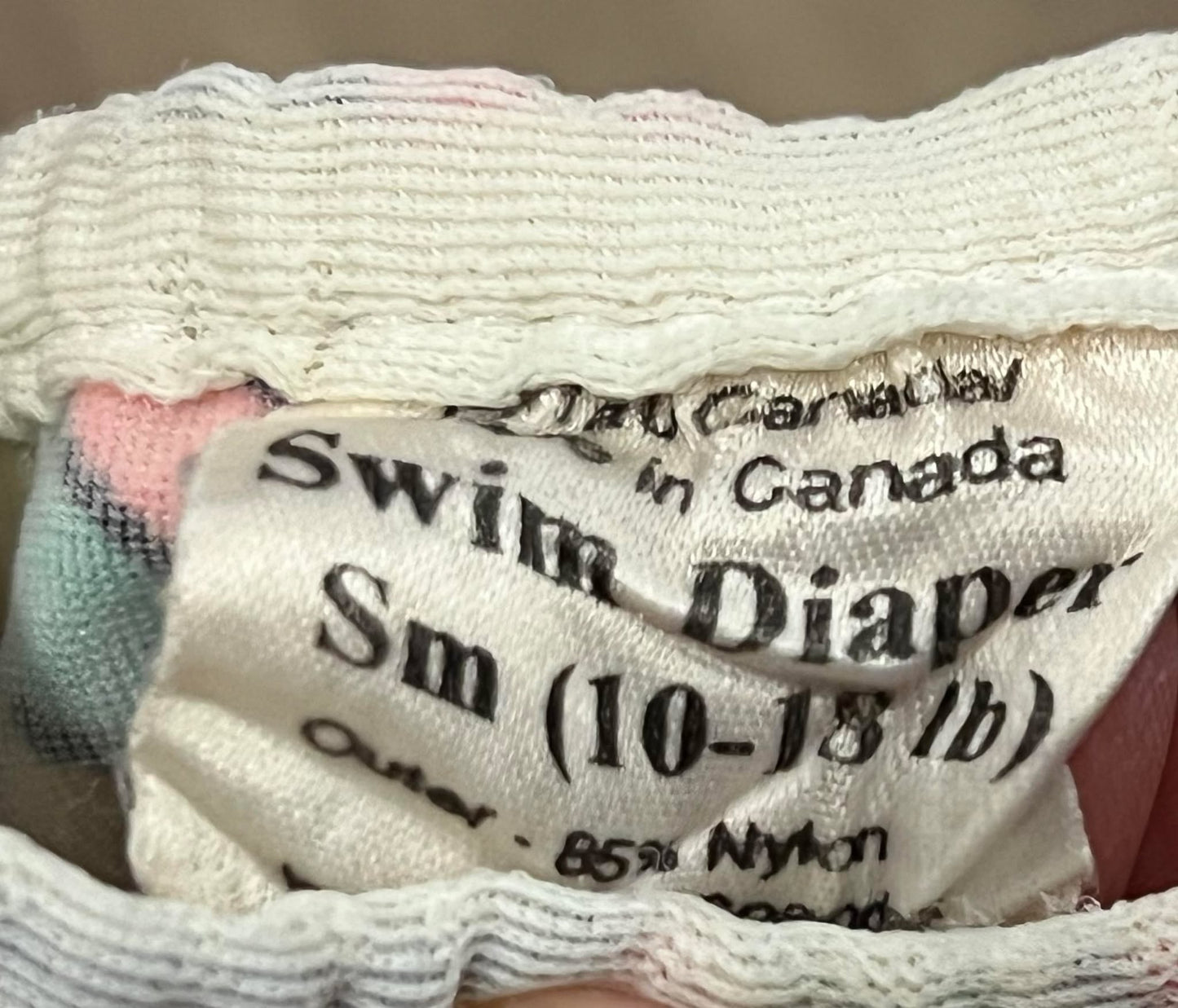 EUC, Mother-ease swim diaper, size S (Small) 10-18 lbs, Sea shell pattern. Size based on weight.