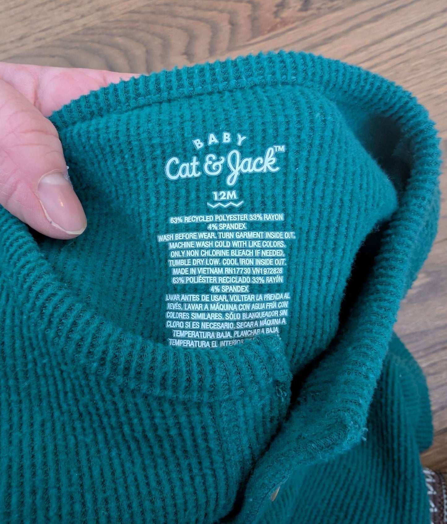12M Emerald Green Cat & Jack Romper, Kids 12 Month (9-12M)