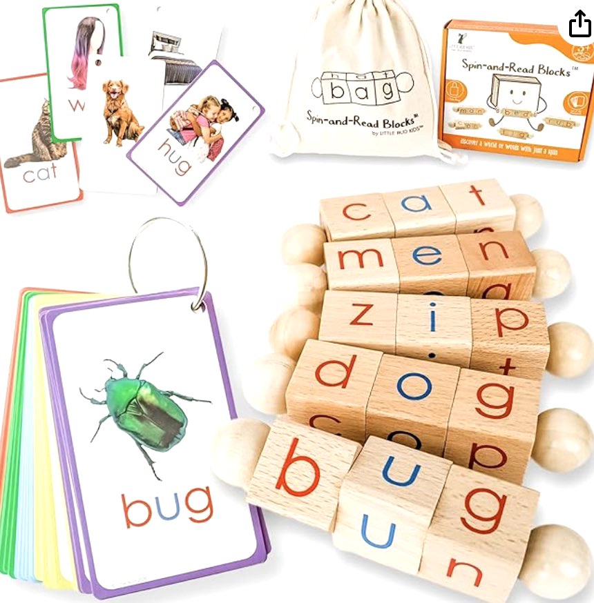 Montessori Reading Learn to Read Activity w/ Blocks