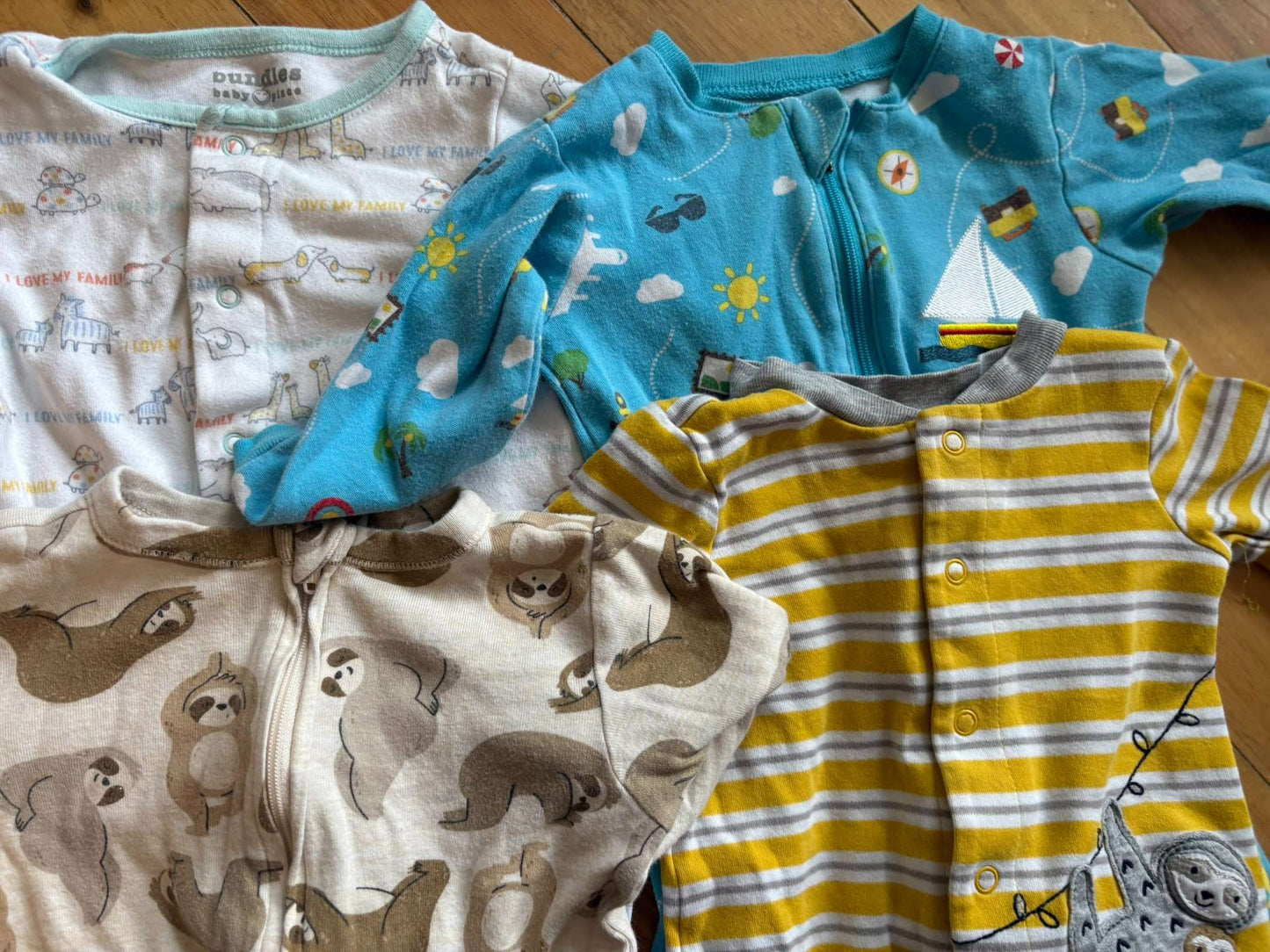4 pack - 6-9 M Cotton Sleepers, Kids 9 Month (6-9M)