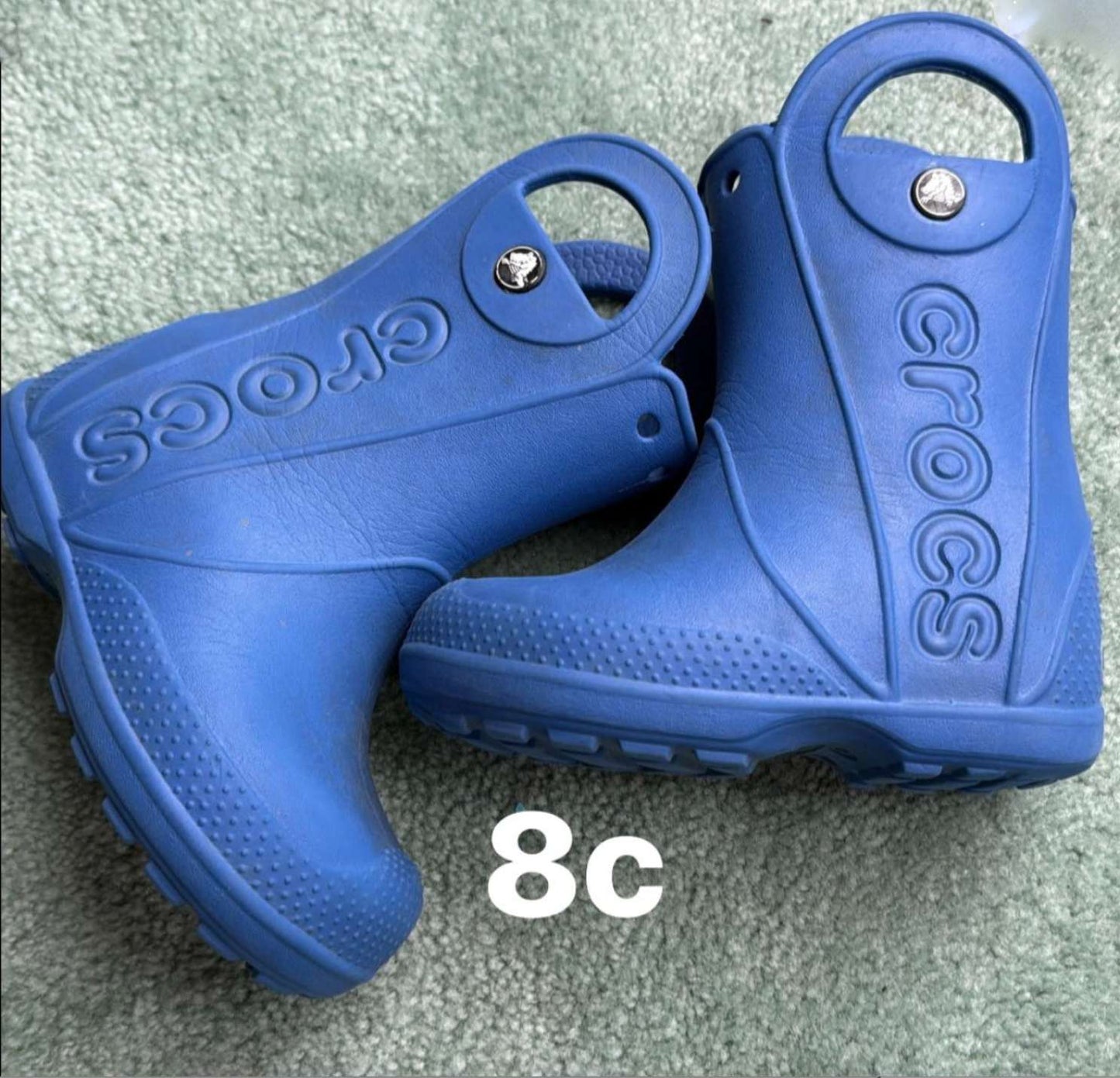Crocs size 8c rain boots, Blue, Shoes 8 (Toddler:2-4yr)