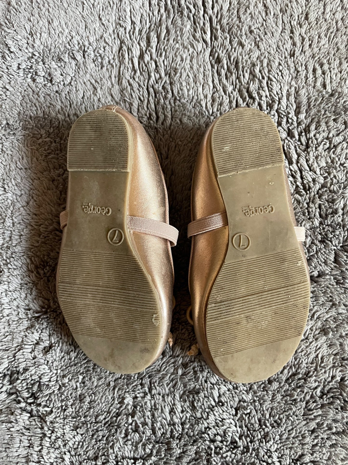 Size 7 girls rose gold ballet flats , Shoes 7 (Walkers:12-24 mth)