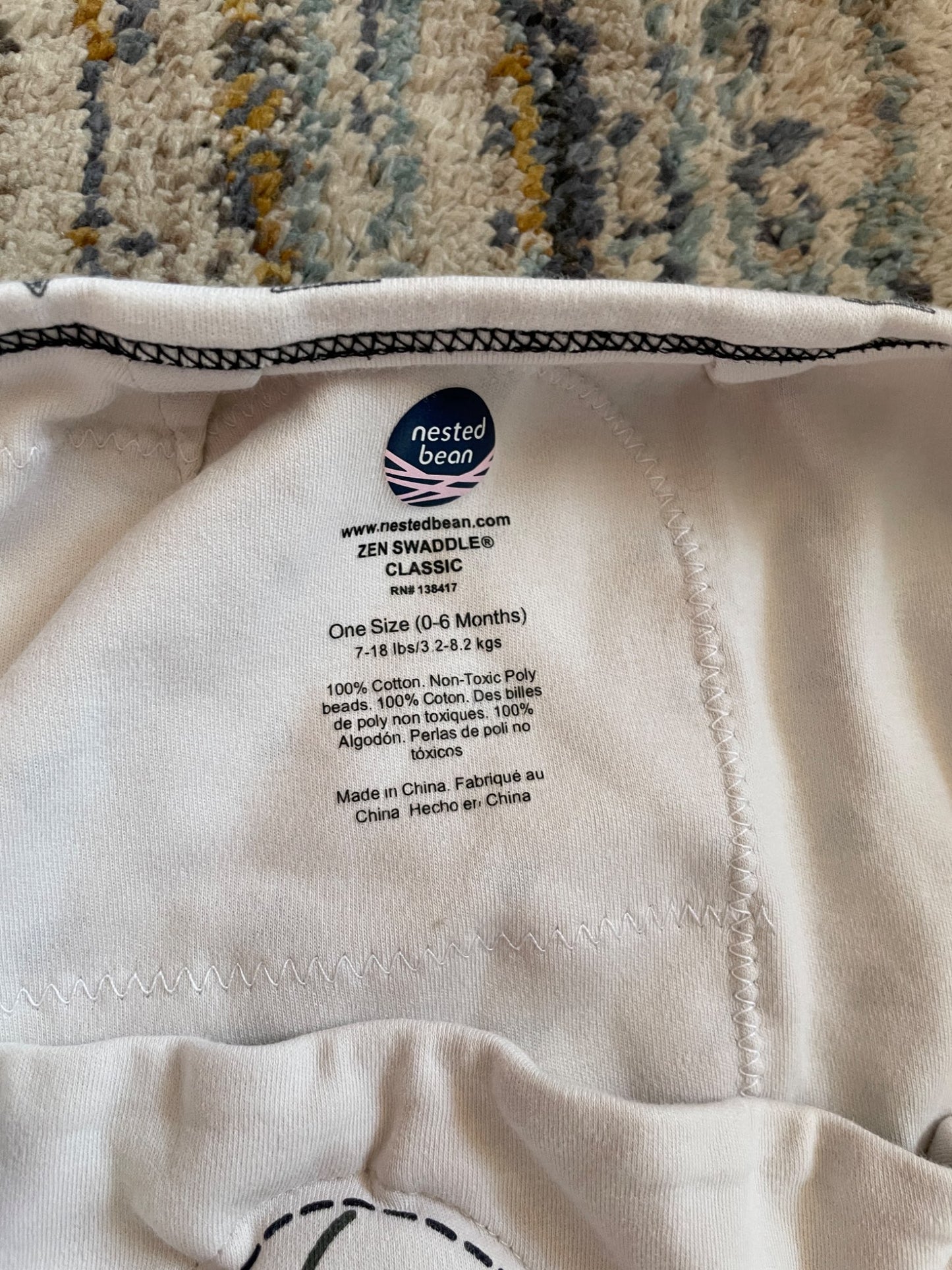 Nested bean weighted swaddle sleepsack 0-6 months , 0-6 Months (Small)