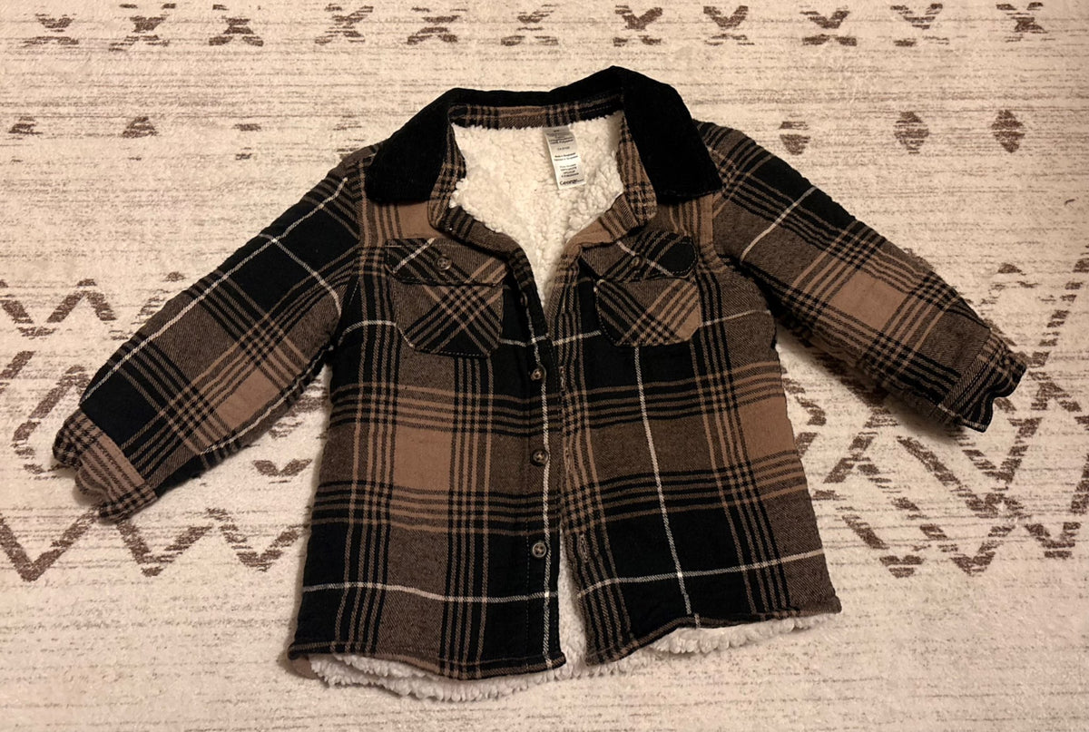 Plaid Sherpa-Lined Shirt Jacket, Kids 2T