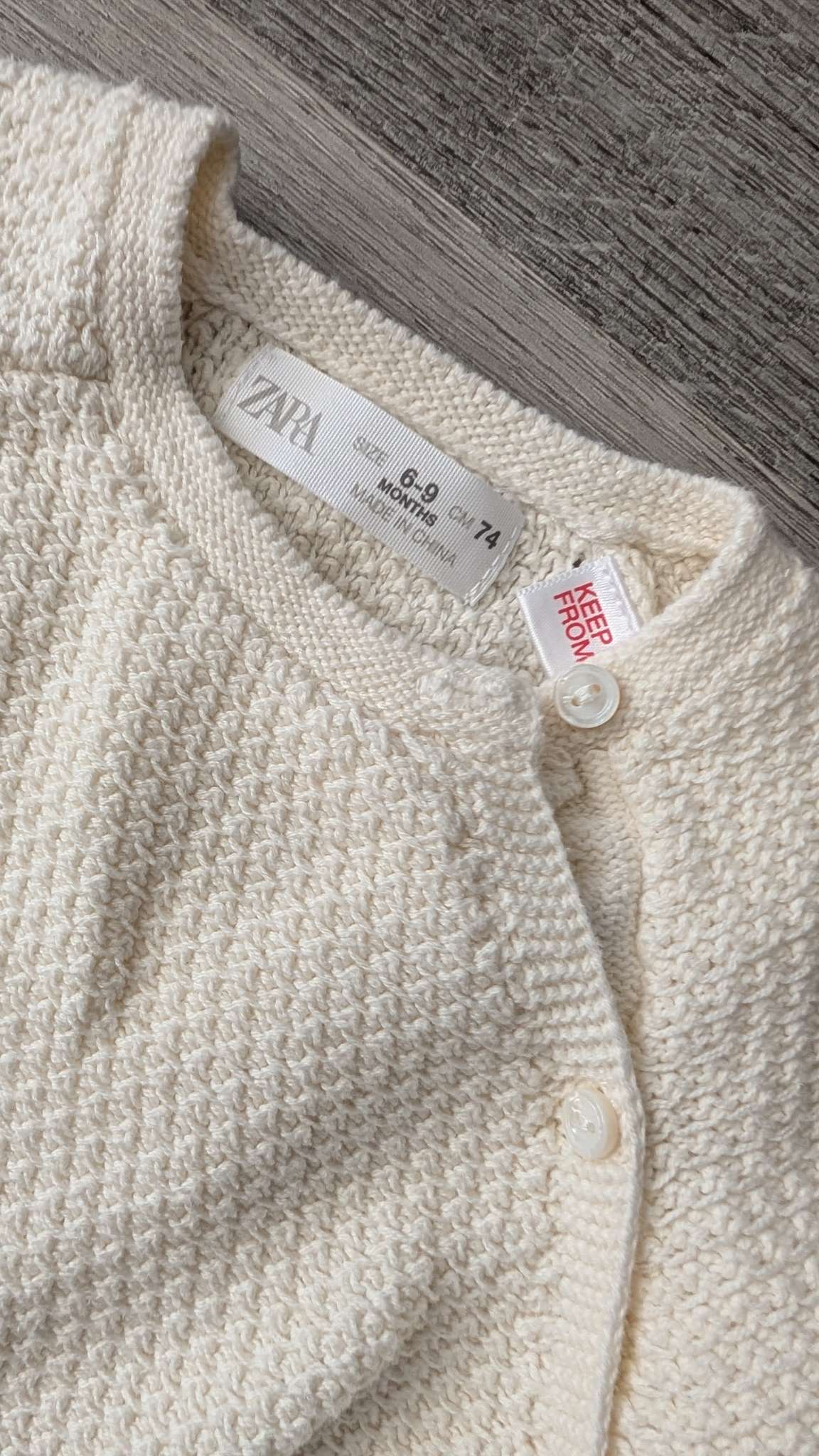 Zara knit sweater cream beige leggings 6-9m, Kids 9 Month (6-9M)
