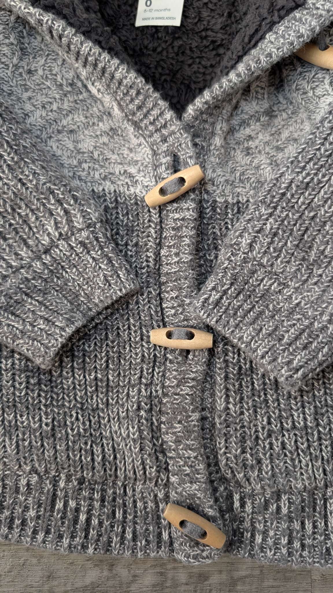 Anko Baby Sherpa lined Grey Cardigan 6-12m, Kids 12 Month (9-12M)