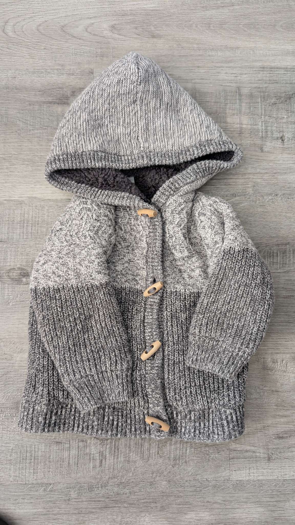 Anko Baby Sherpa lined Grey Cardigan 6-12m, Kids 12 Month (9-12M)