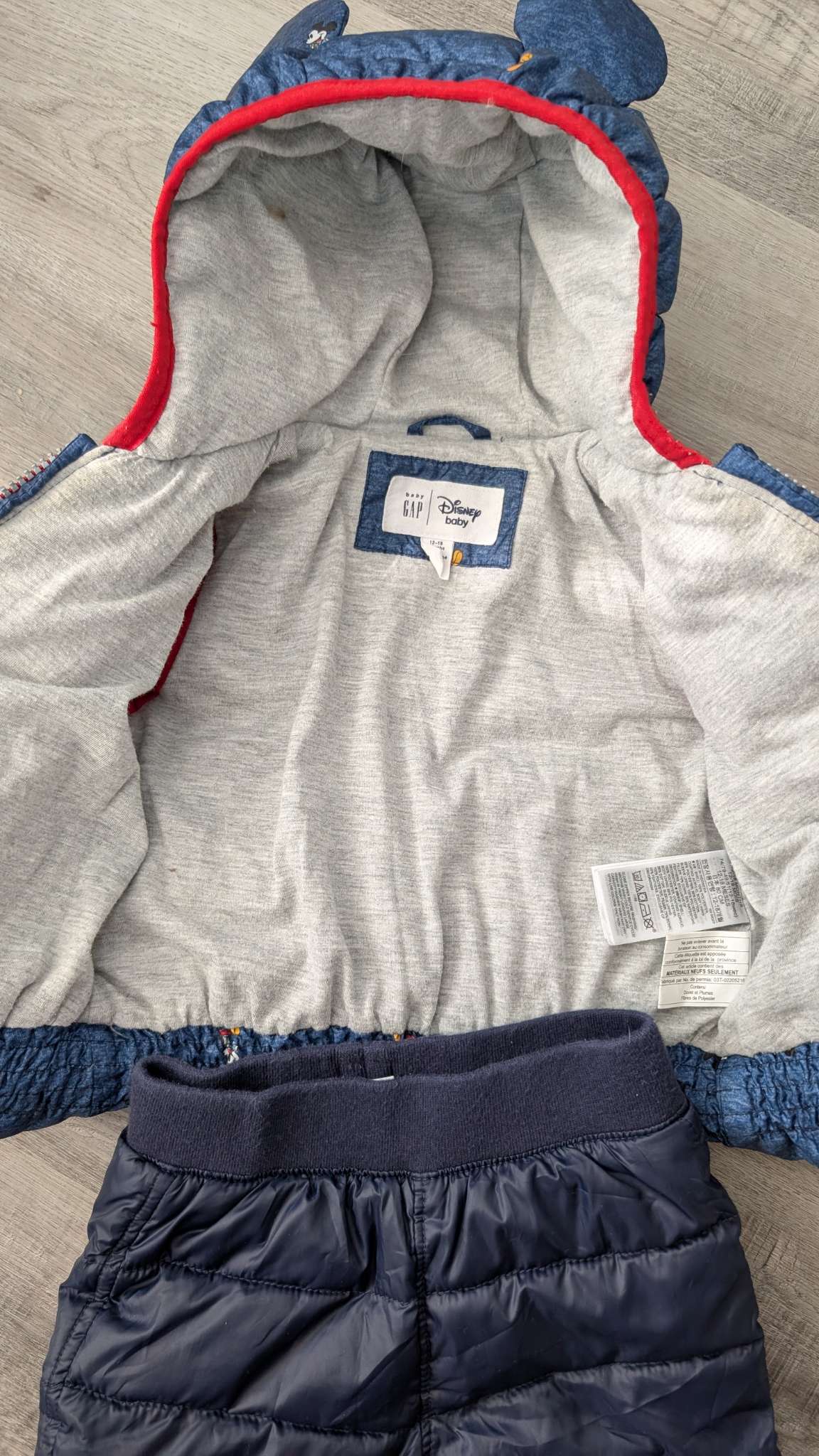 Down filled Baby GapxDisney Jacket+ Puffer Pant 12-18m, Kids 18 Month (12-18M)