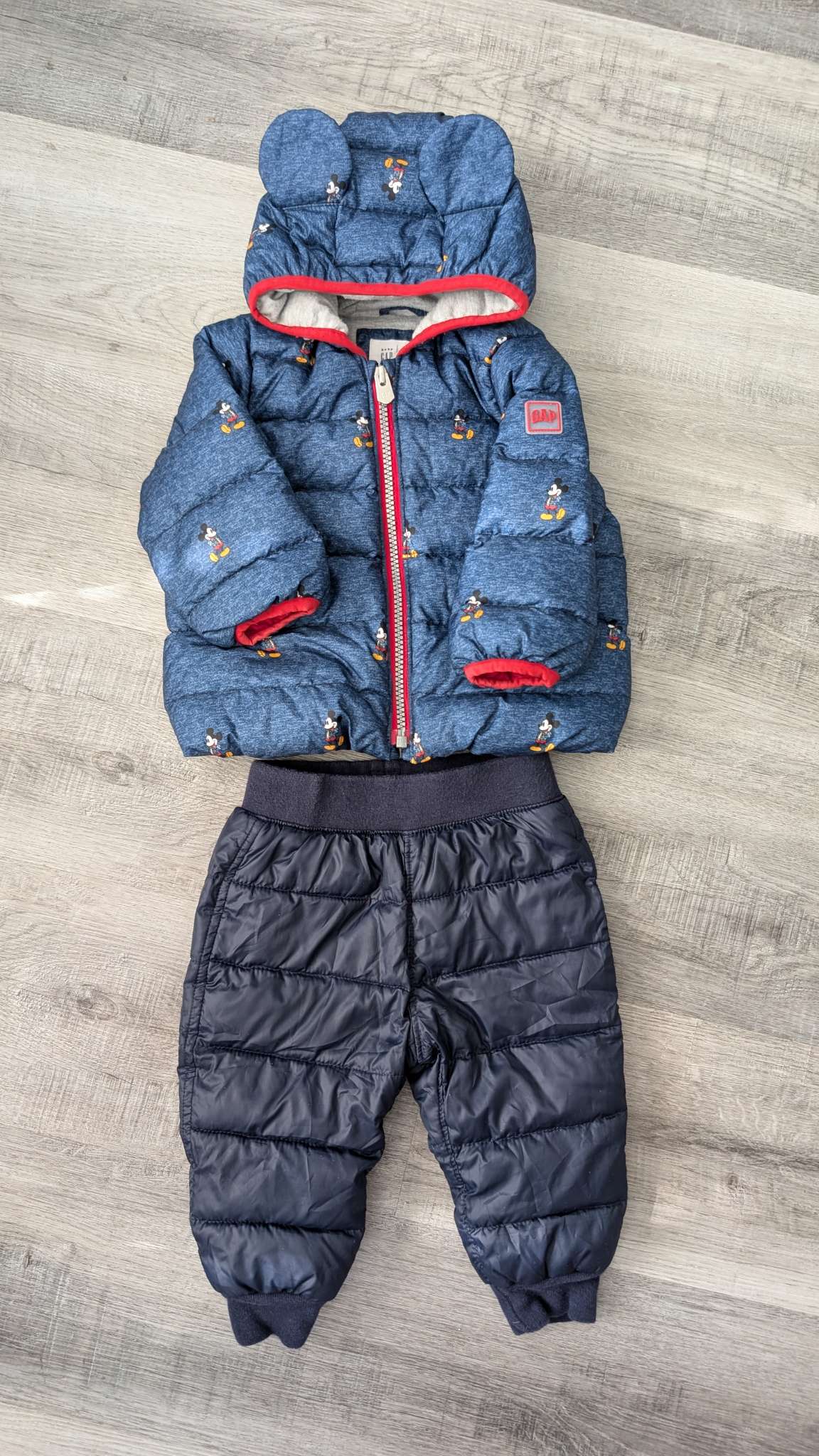 Down filled Baby GapxDisney Jacket+ Puffer Pant 12-18m, Kids 18 Month (12-18M)