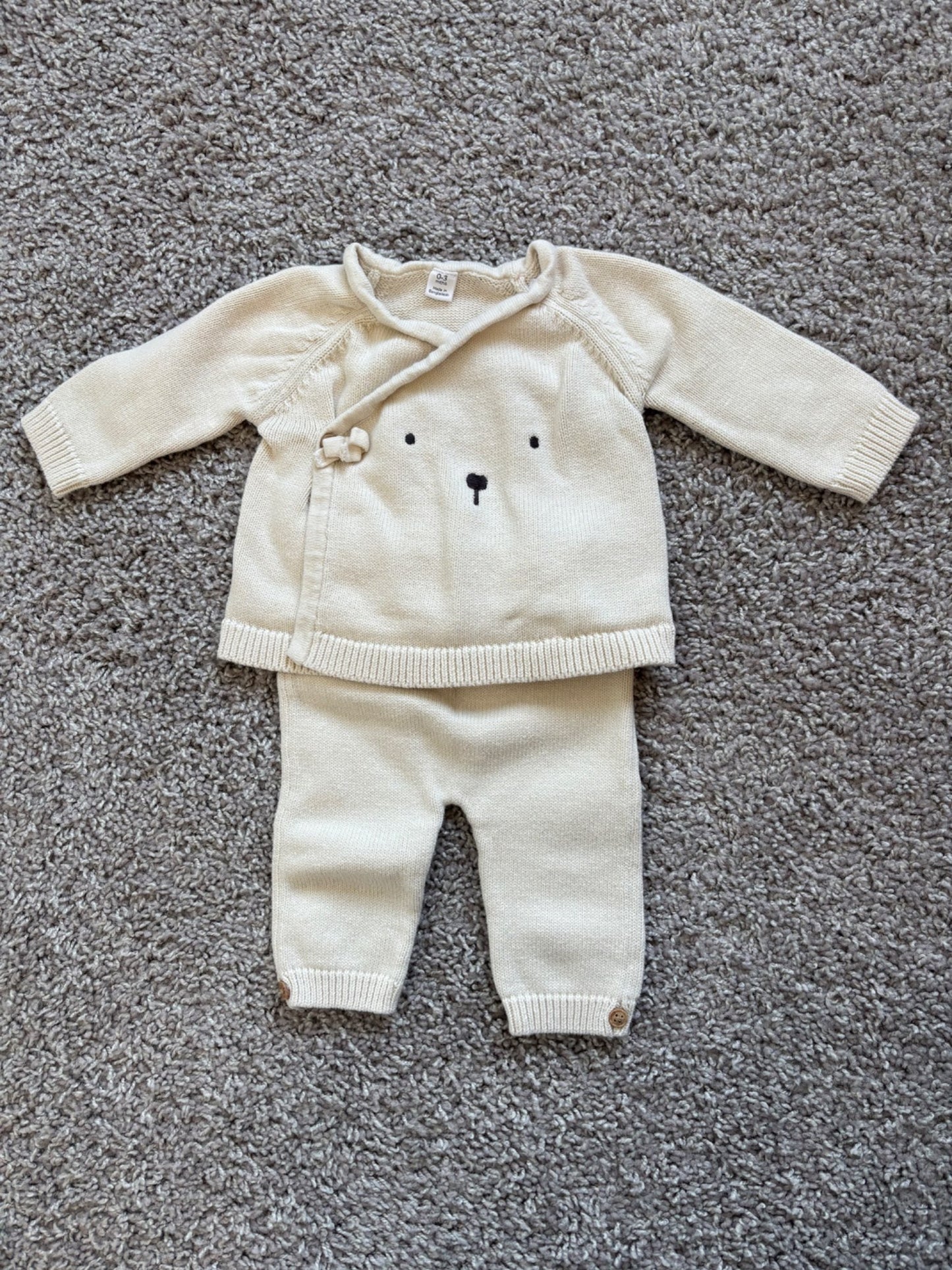 Teddy Bear Knit Set, Kids 3 Month (0-3M)