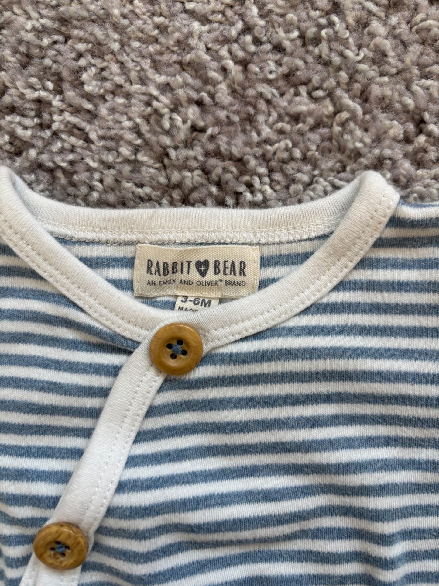 Blue striped outfit, Kids 6 Month (3-6M)