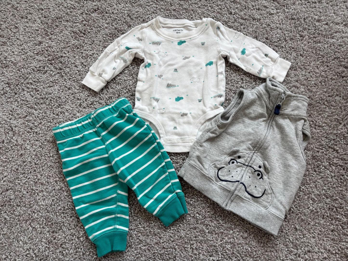 Hippo Vest Outfit, Kids 6 Month (3-6M)