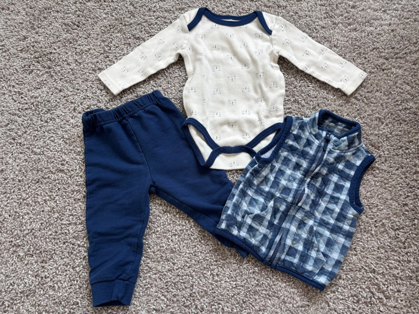 Teddy Bear and Plaid Vest Outfit, Kids 6 Month (3-6M)
