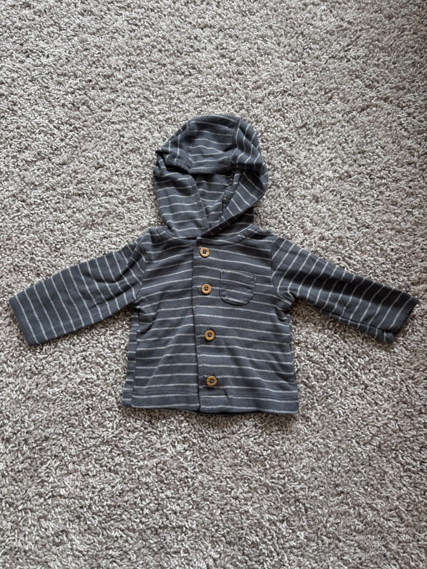 Blue Striped Button-Up Sweater, Kids 3 Month (0-3M)