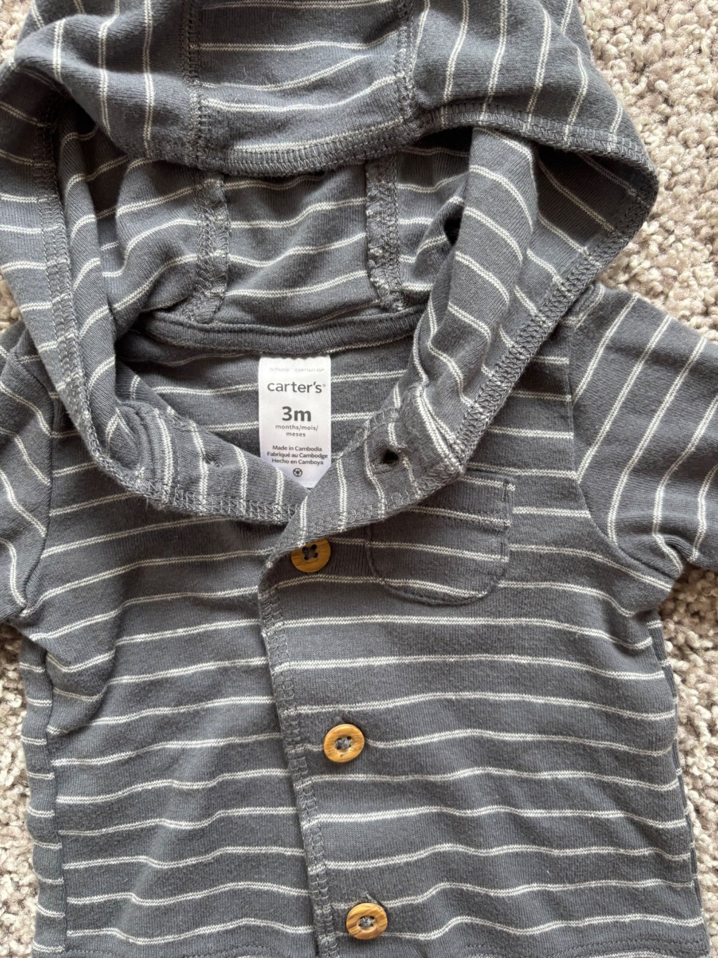 Blue Striped Button-Up Sweater, Kids 3 Month (0-3M)