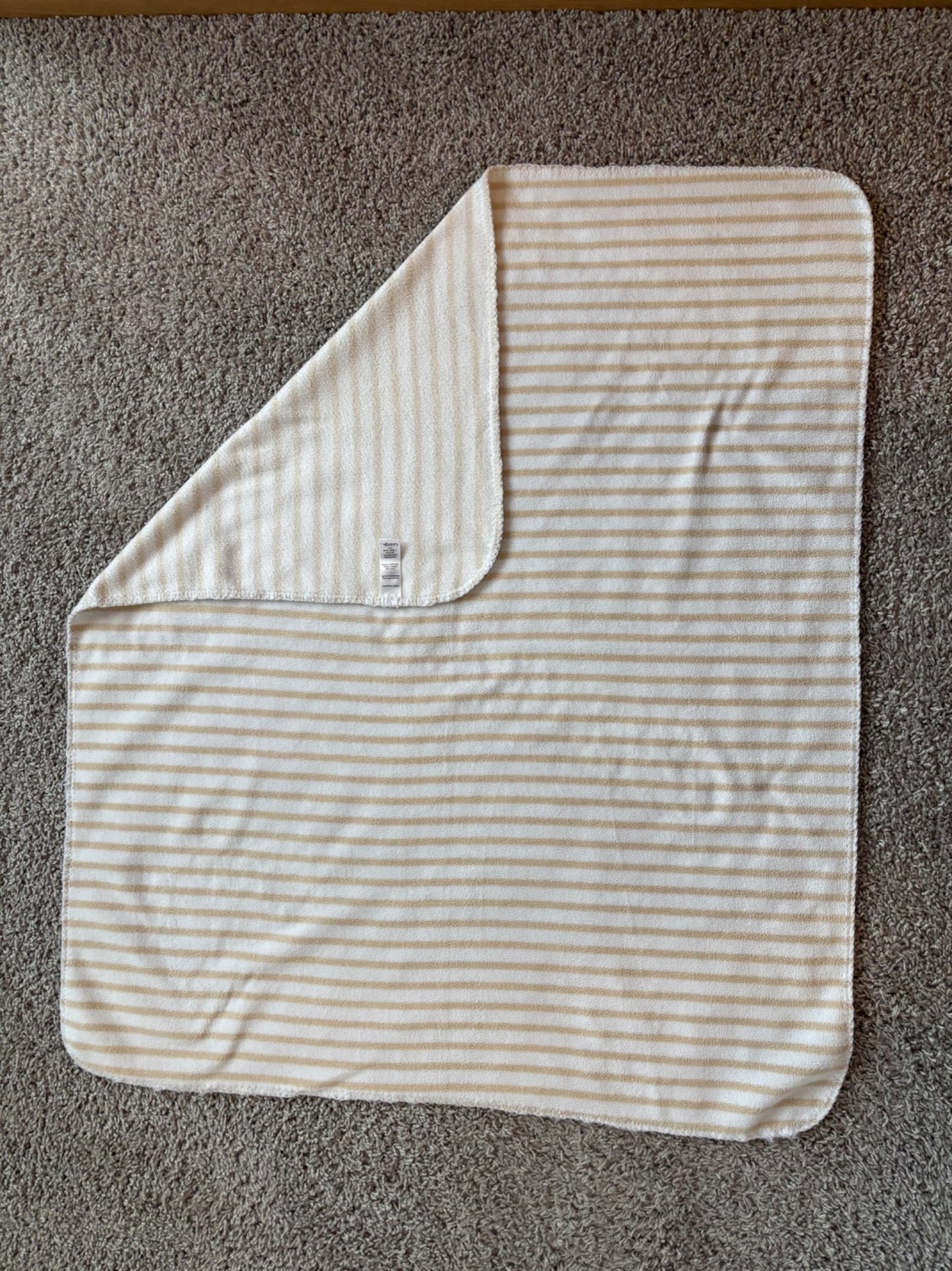Tan and White Striped Baby Blanket