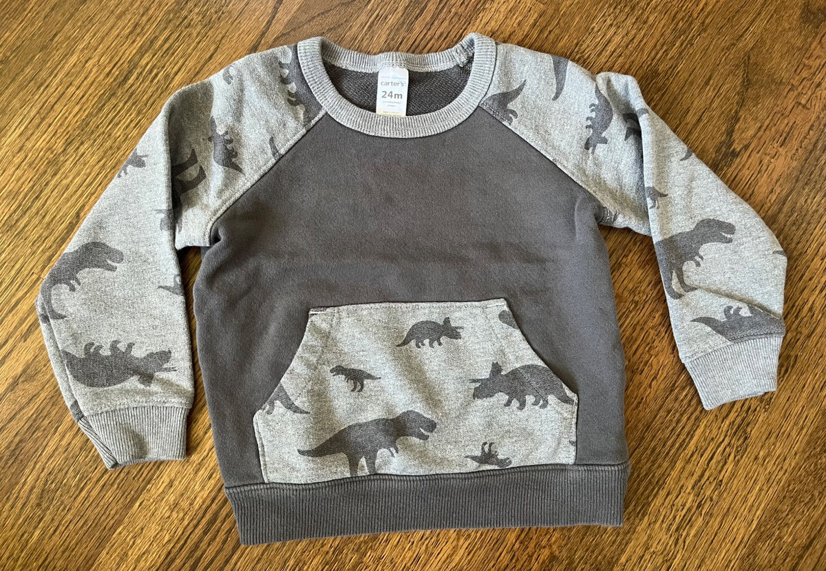 Carter's Grey Dino Sweater 24M VGUC, Kids 24 Month (18-24M)