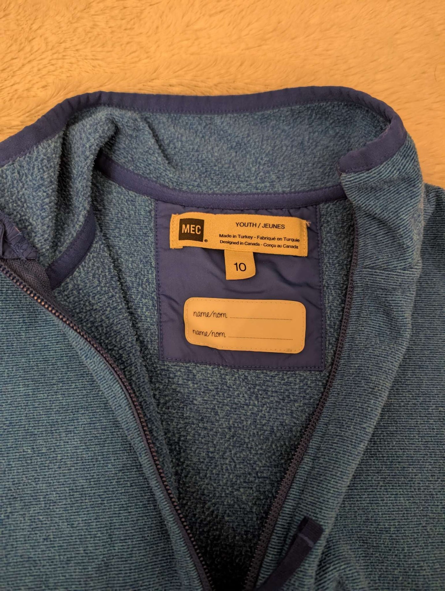 MEC - Blue Fleece Jacket, Size 10, Kids 10 (medium)