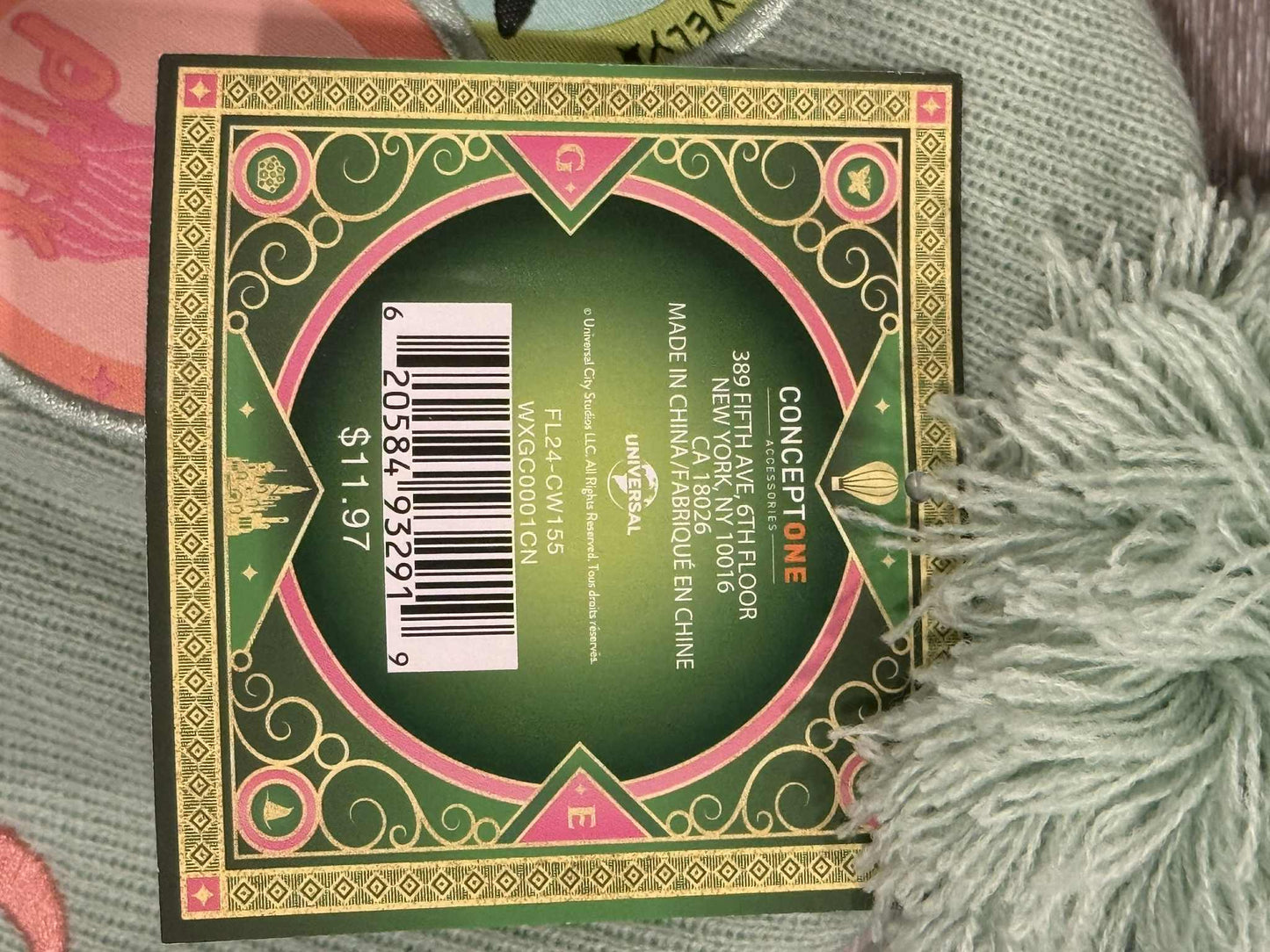Wicked Mint Green Elphaba Hat & Gloves set. NEW. (B)