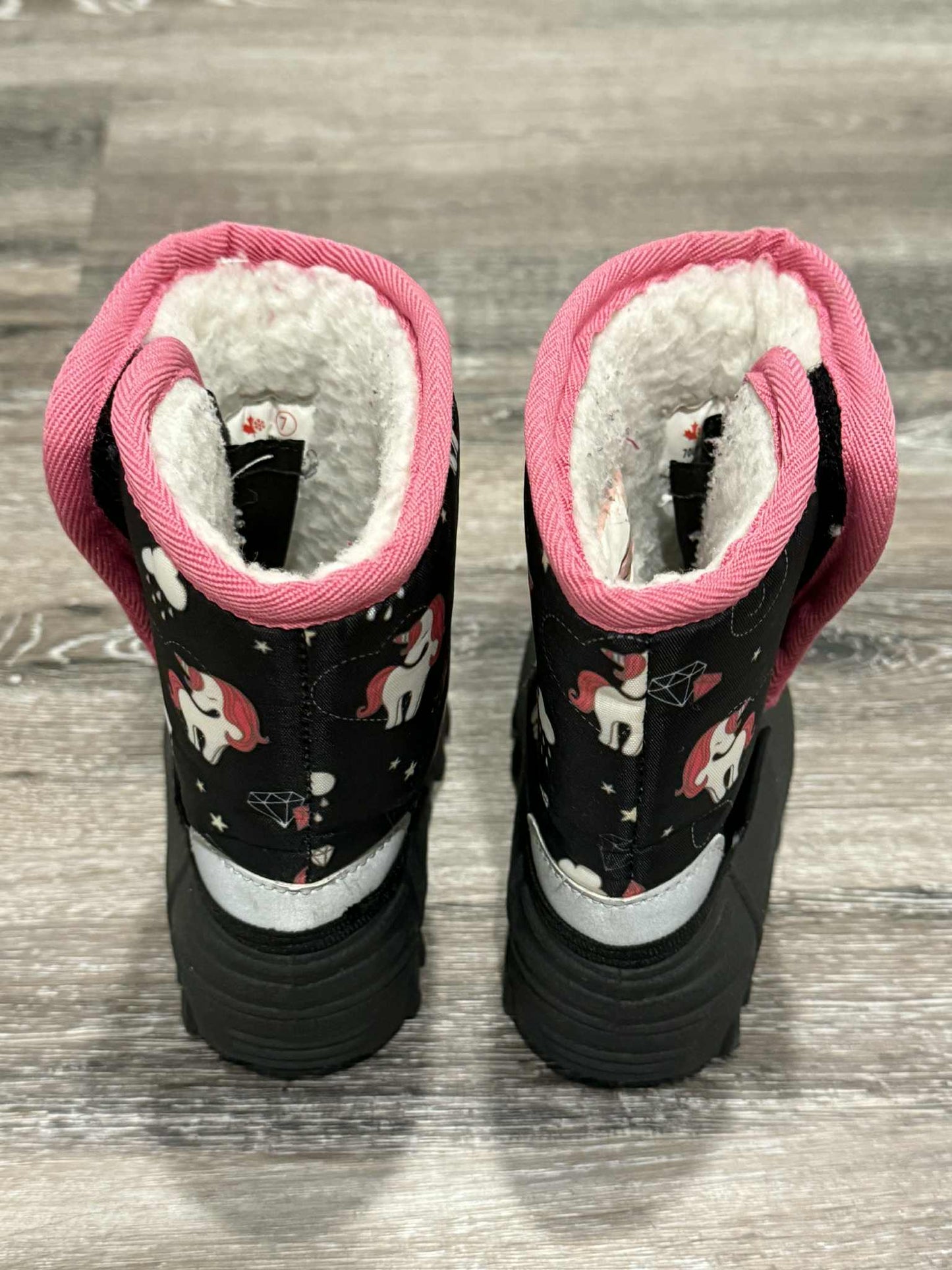 Unicorn Winter Boots - Toddler size 7, black + pink, Shoes 7 (Walkers:12-24 mth)
