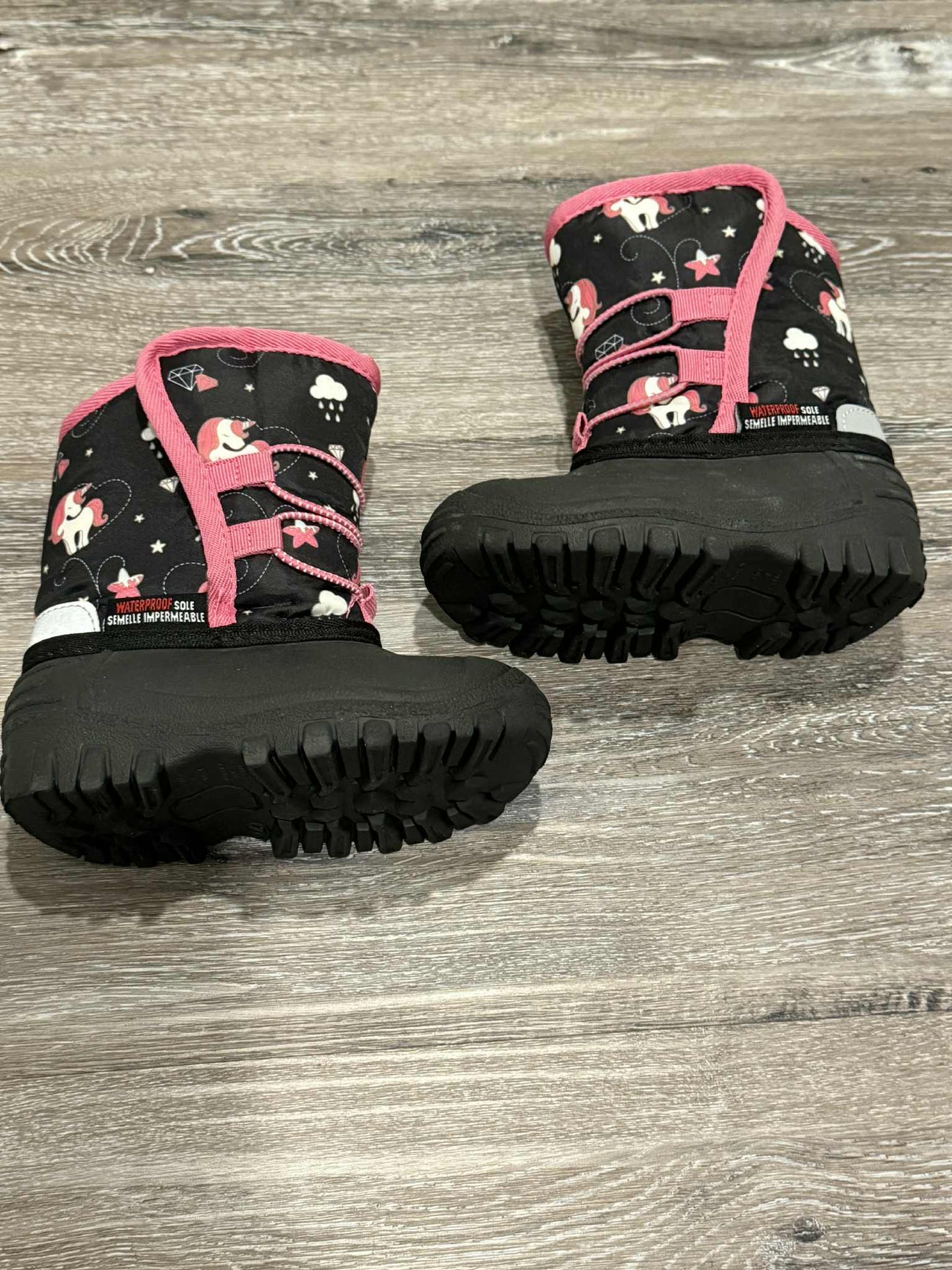 Unicorn Winter Boots - Toddler size 7, black + pink, Shoes 7 (Walkers:12-24 mth)