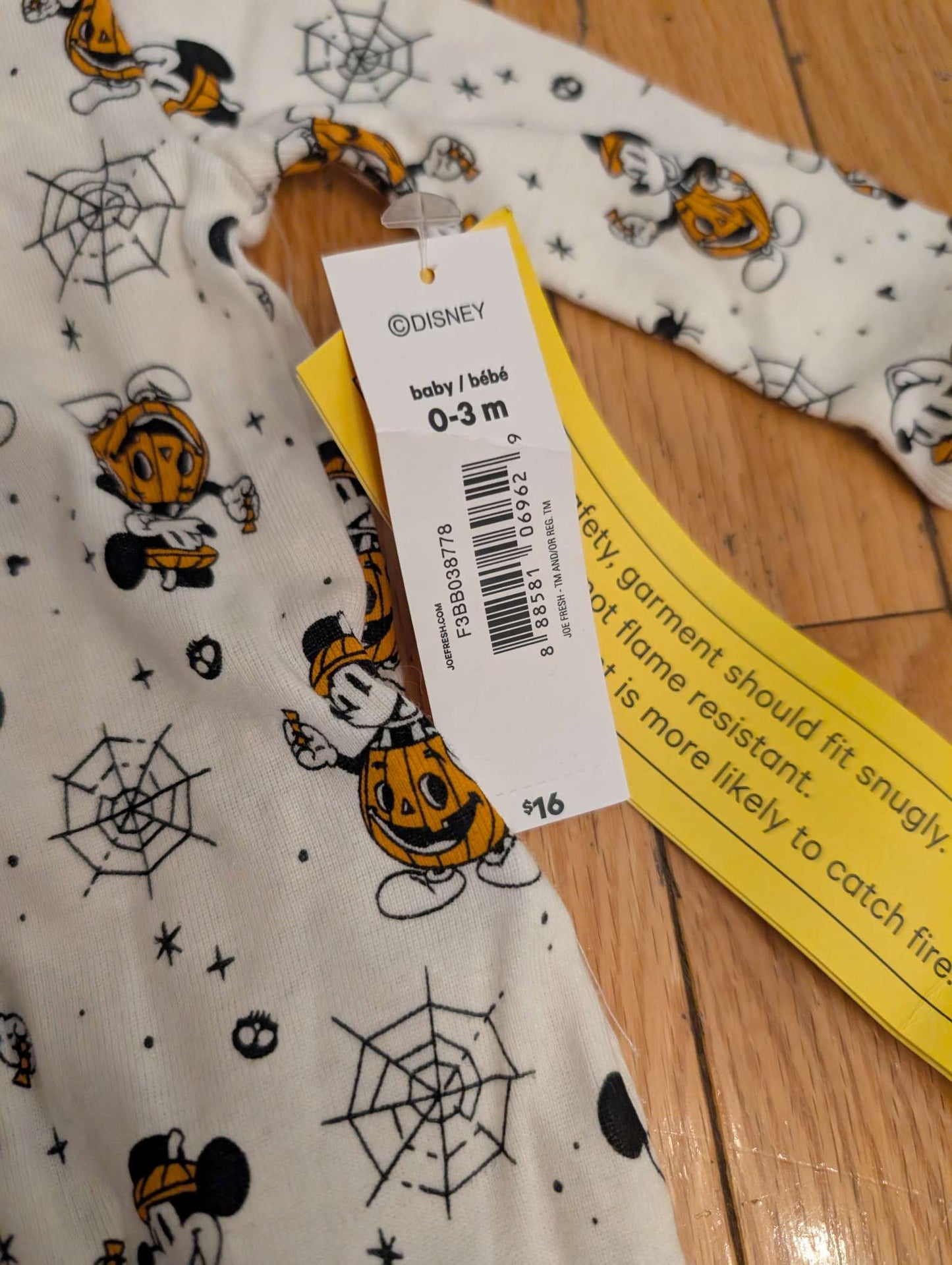 Halloween Disney Mickey Mouse Sleeper - New with tags. MSRP: $16 , Kids 3 Month (0-3M)