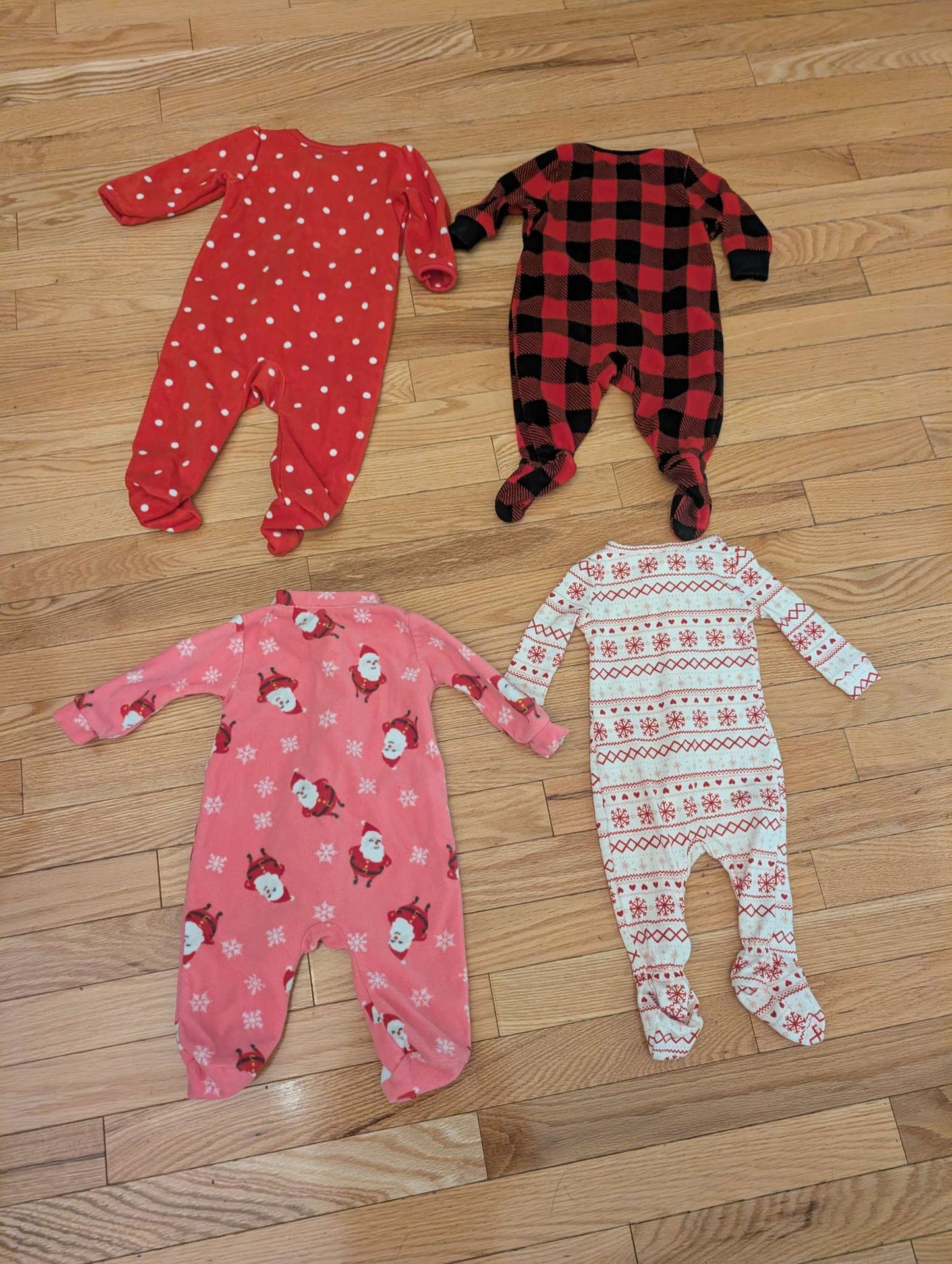 Bundle of 4 - Winter/Christmas Girls Sleepers, Carter's, Emma & Jack + Joe Fresh. , Kids 3 Month (0-3M)