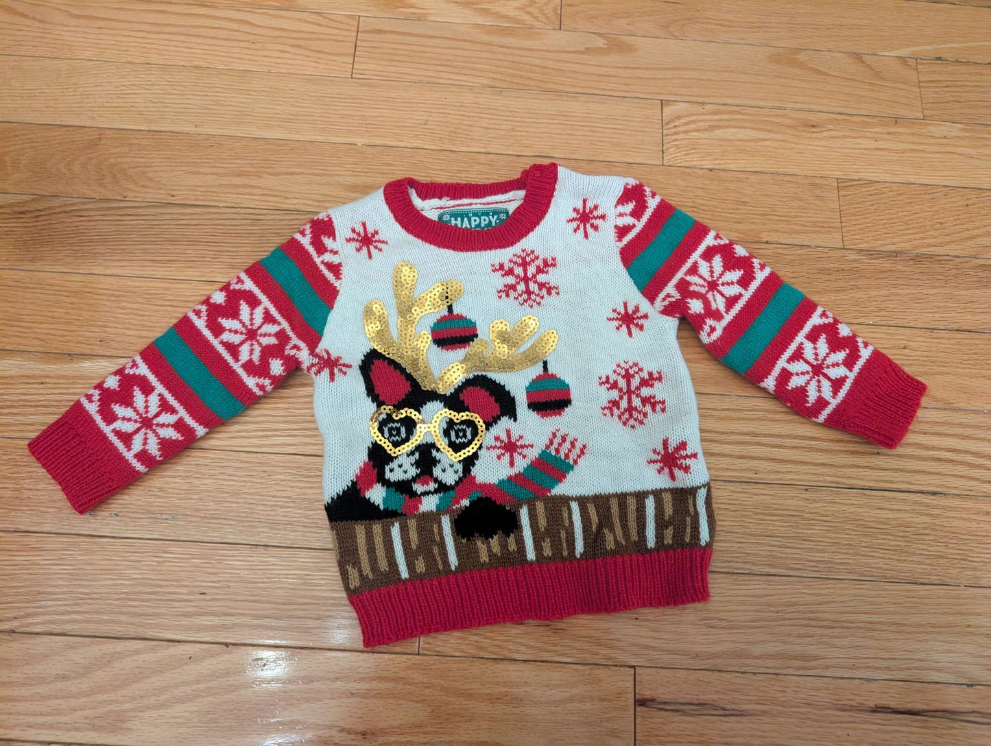 Christmas Dog Sweater by Happy Holidays , Kids 6 Month (3-6M)
