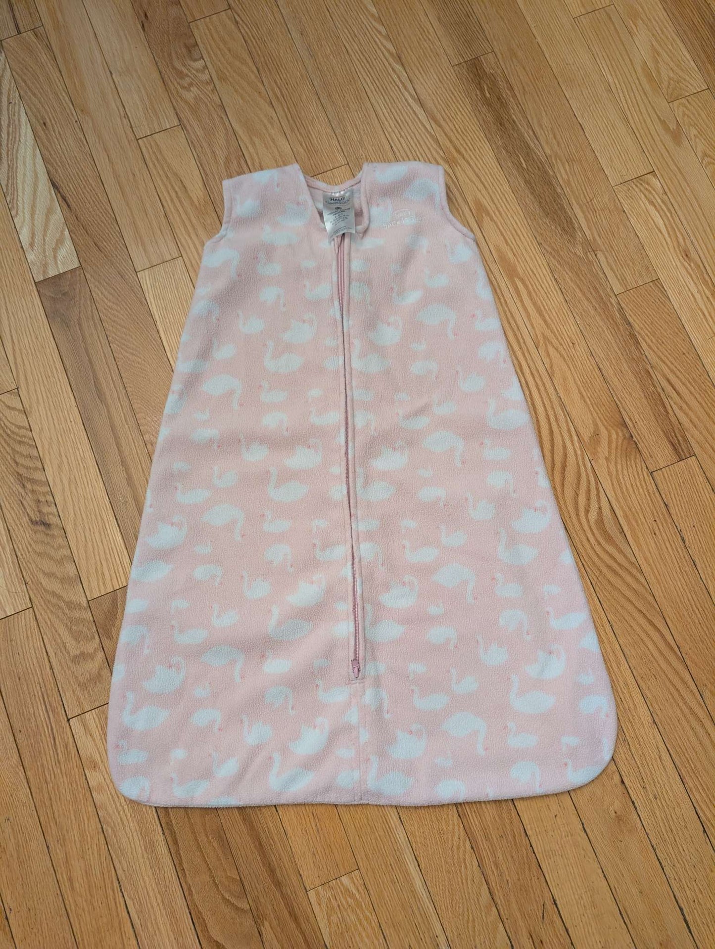 Halo Fleecy Pink Sleep Sack - Medium (6-12 months) Swan design. , 6-12 Months (Medium)