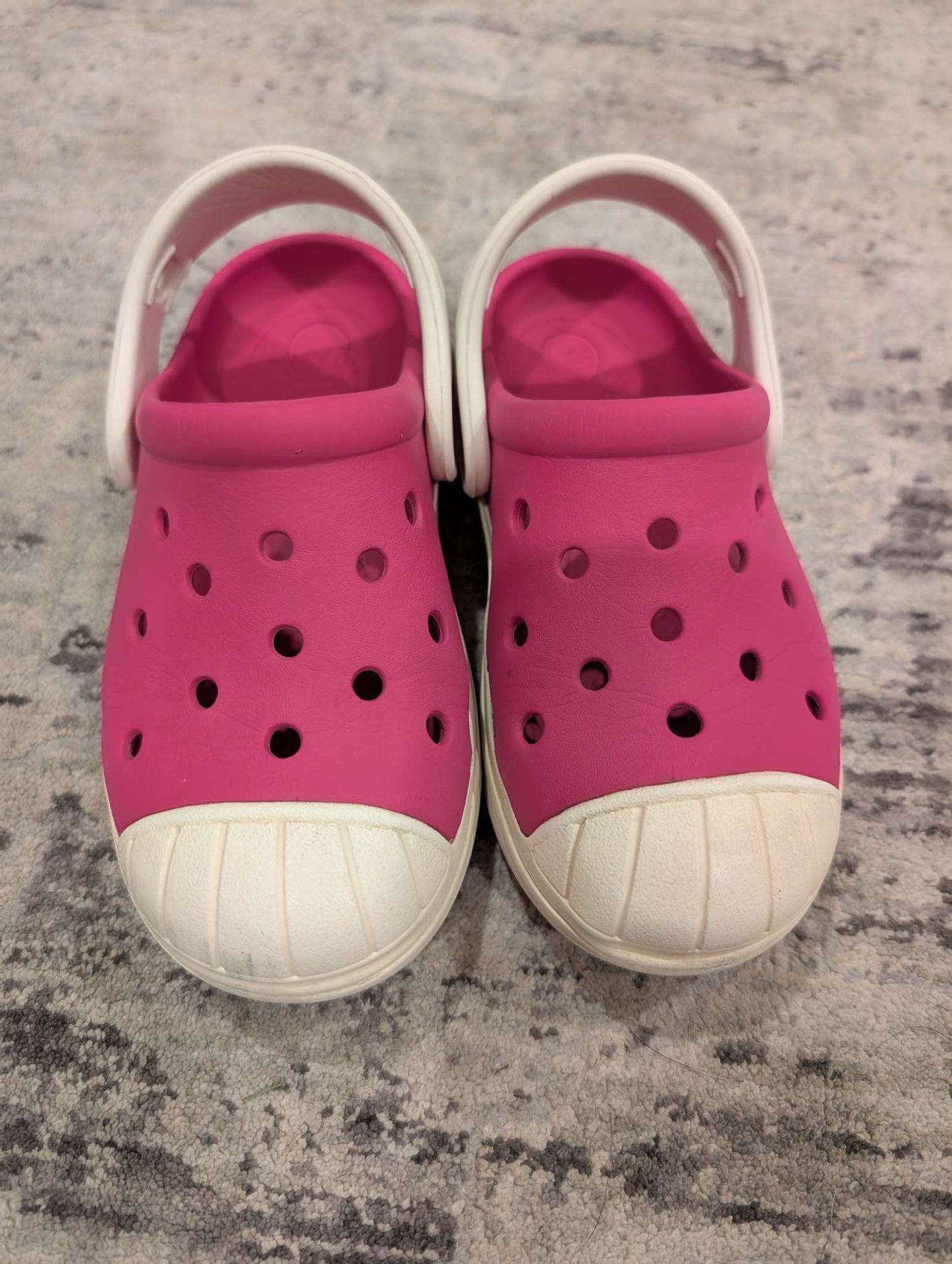 Pink and White Branded Crocs - 10, Shoes 10 (Toddler:2-4yr)