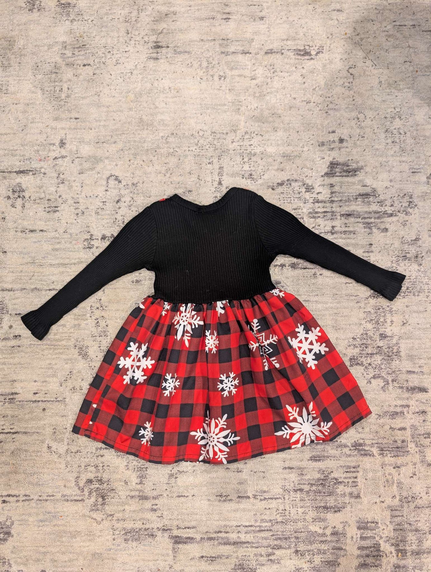 Snowflake Plaid Christmas Dress - 12-18 months , Kids 18 Month (12-18M)