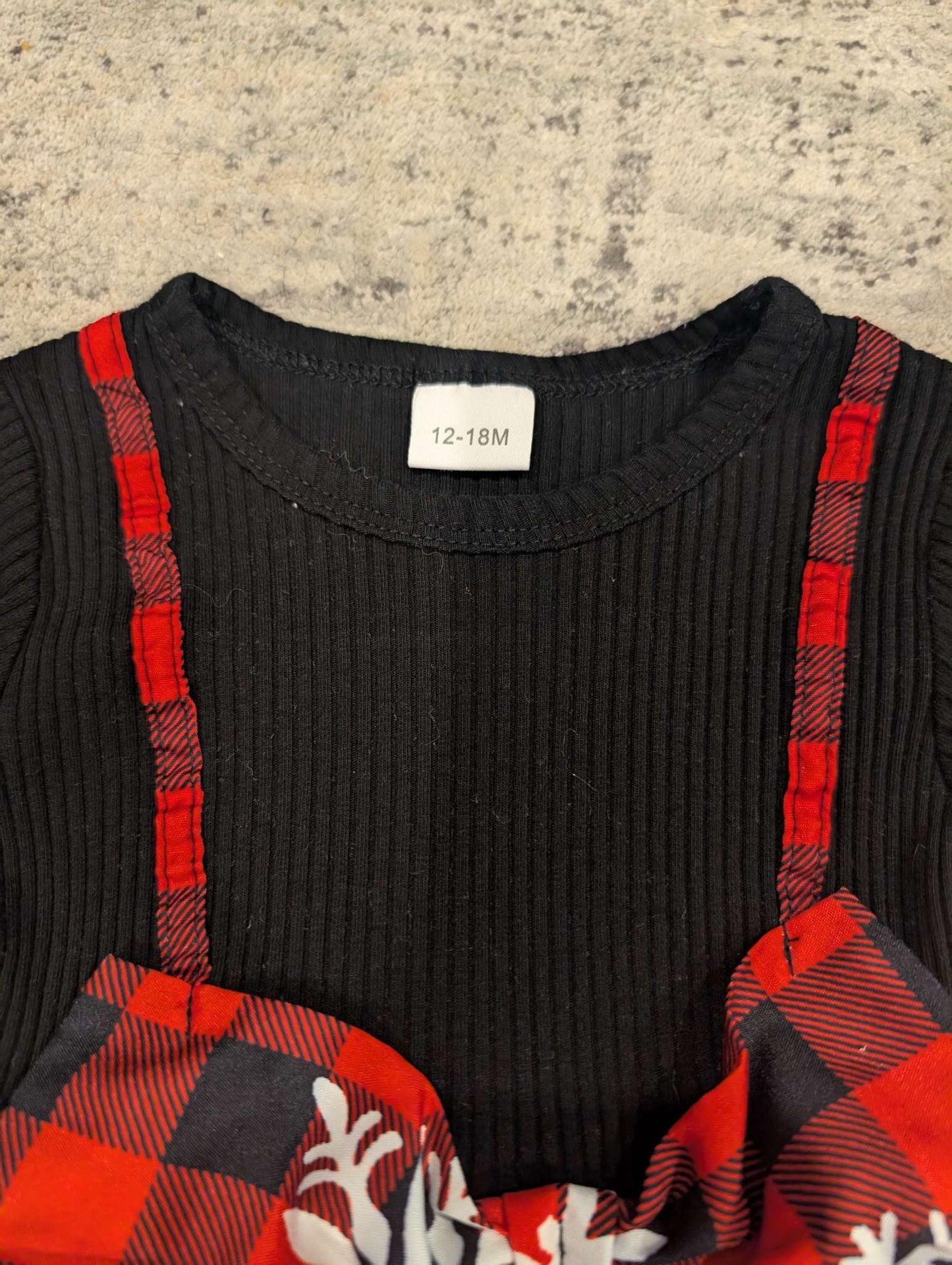 Snowflake Plaid Christmas Dress - 12-18 months , Kids 18 Month (12-18M)