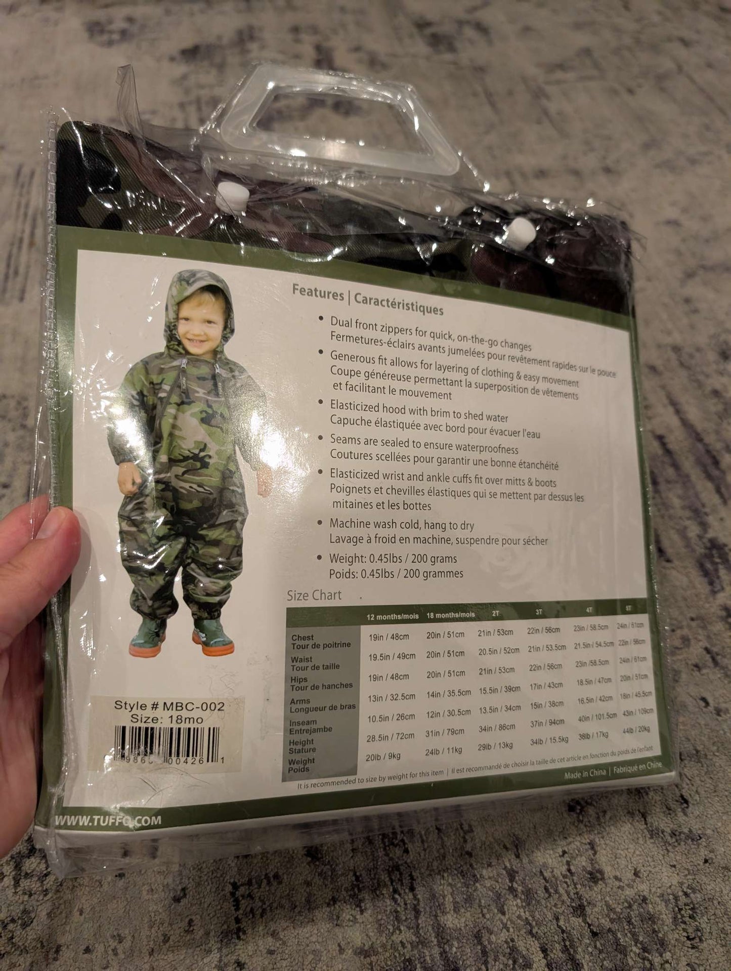 Tuffo - Muddy Buddy, Camo size 18 months. New in package, Kids 18 Month (12-18M)