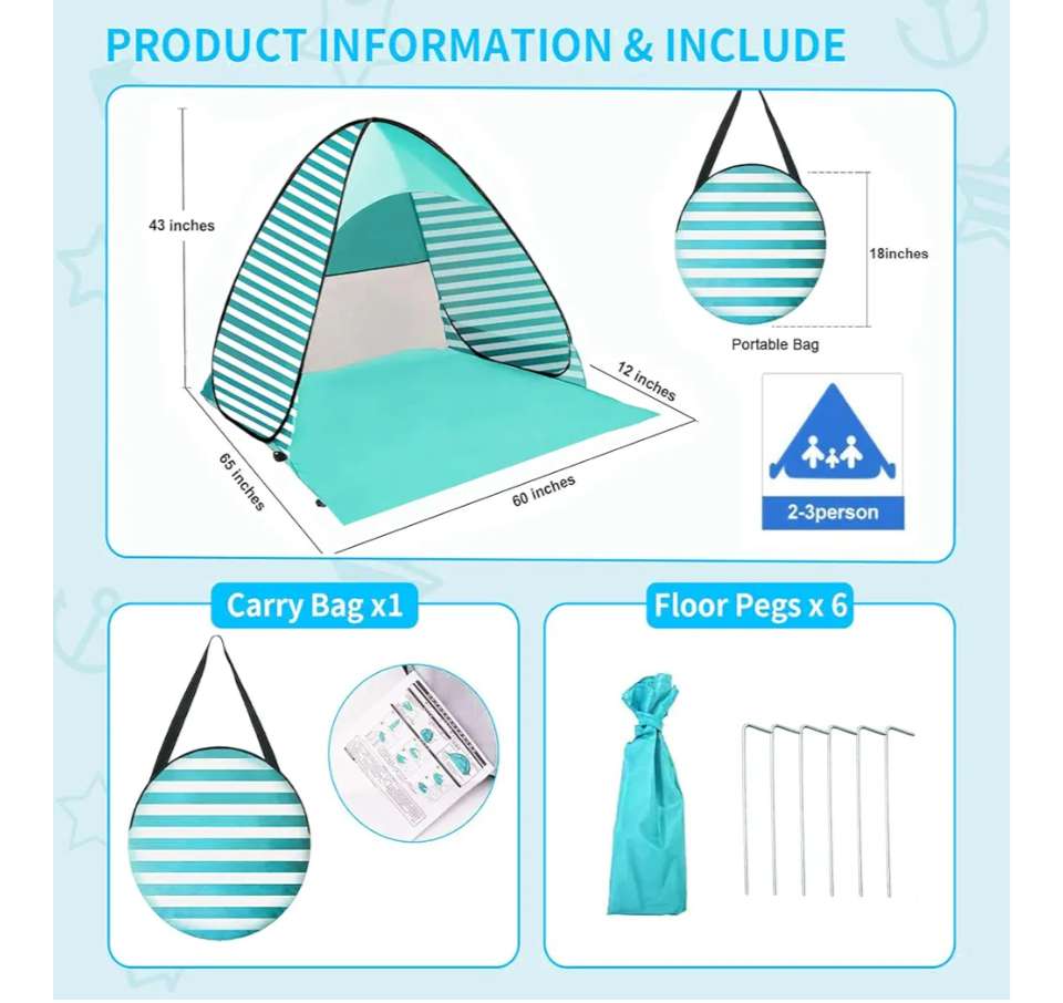 Pop up beach tent - Brand New. MSRP $50