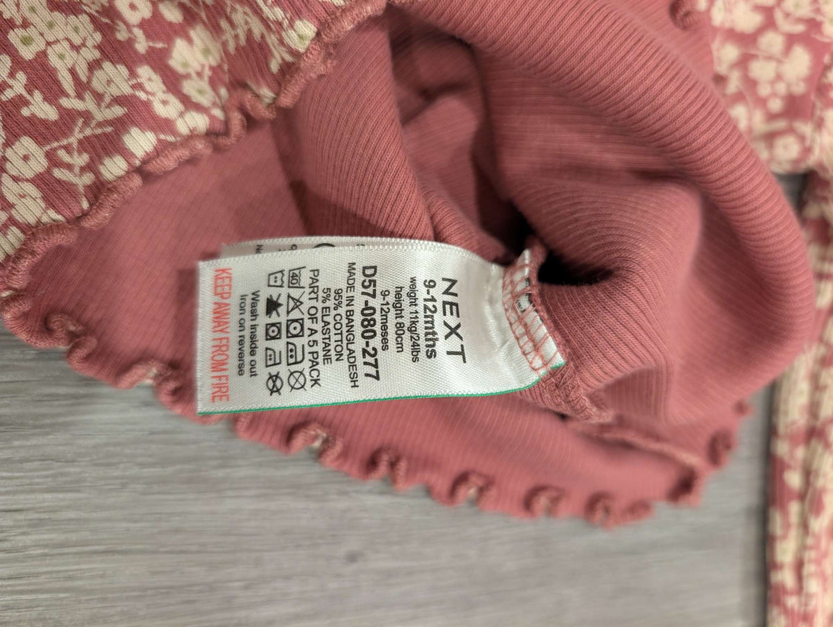 Next UK - 5 Pack Cotton Ribbed Long Sleeve Tops. MSRP $75, Kids 12 Month (9-12M)