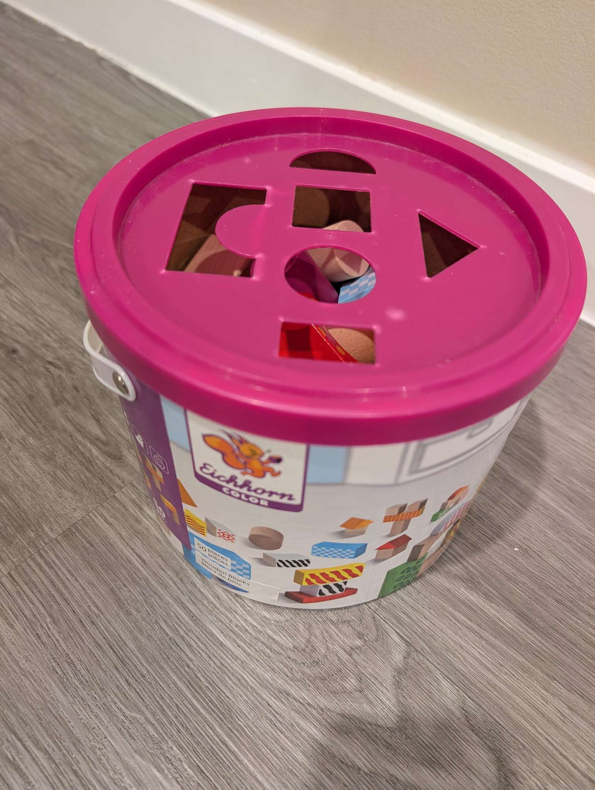 Wooden Blocks & Shape Sorter Container