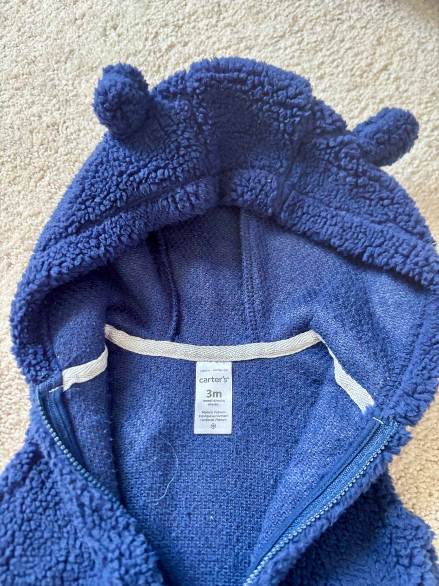 Fuzzy Vest with hood, Carters, 3m, Kids 3 Month (0-3M)