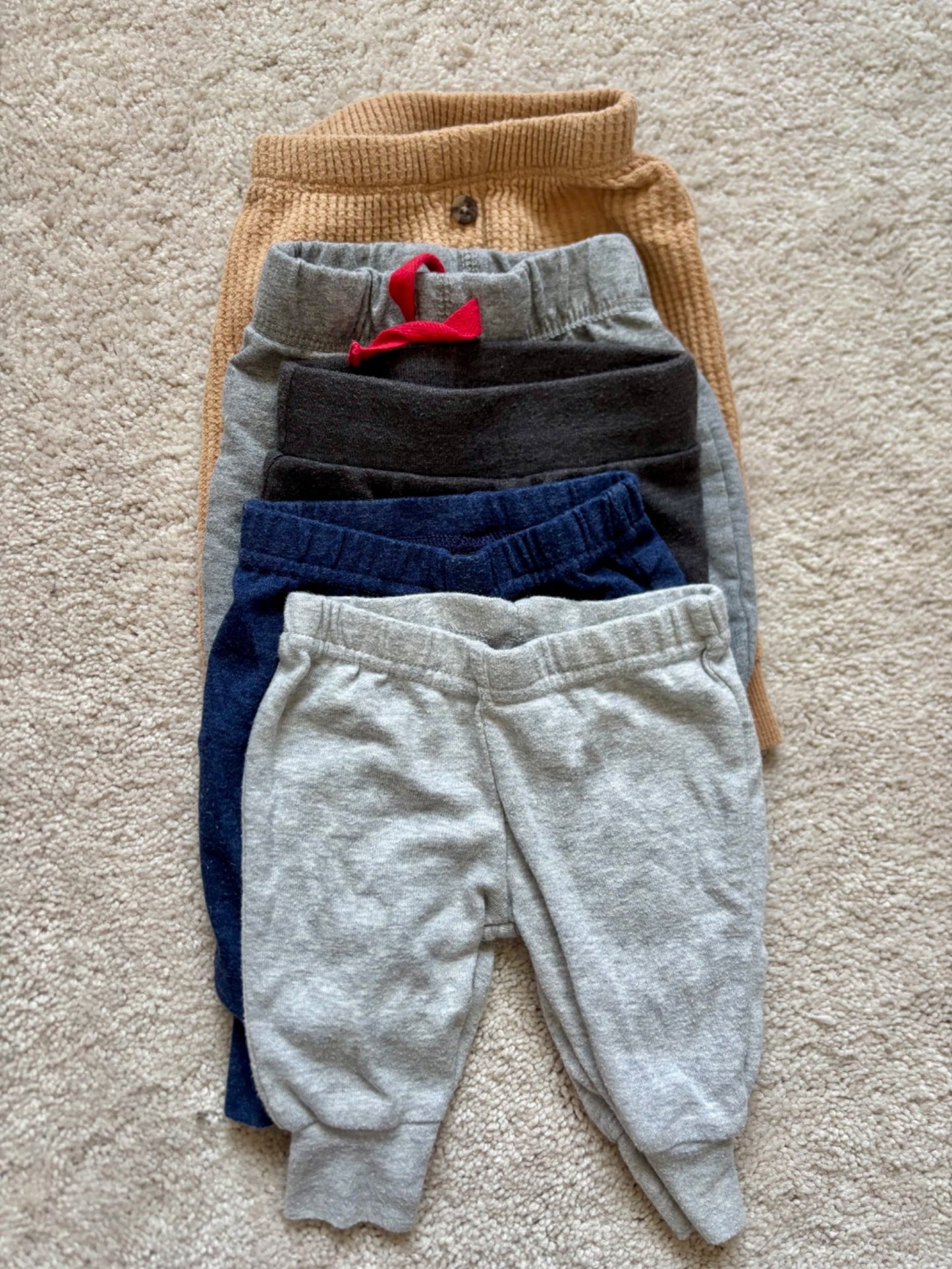 5 Pants Bundle, NB/0-3 months, Neutral Colors, Kids 3 Month (0-3M)